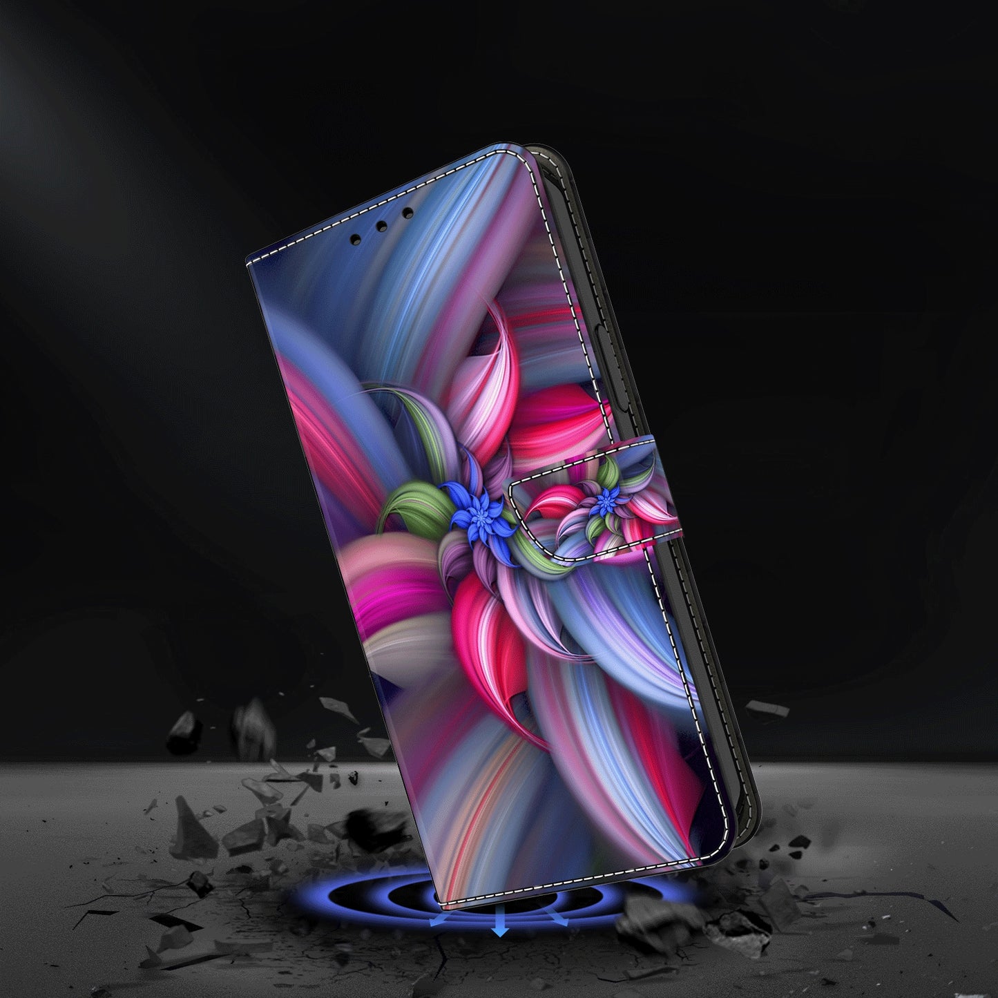 For Samsung Galaxy S24 Case 3D Pattern Printing Anti-drop Leather Cover - Colorful Flowers