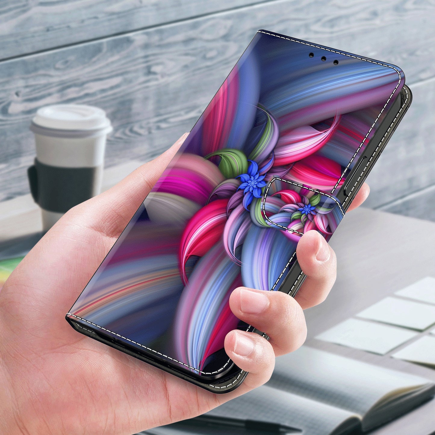 For Samsung Galaxy S24 Case 3D Pattern Printing Anti-drop Leather Cover - Colorful Flowers
