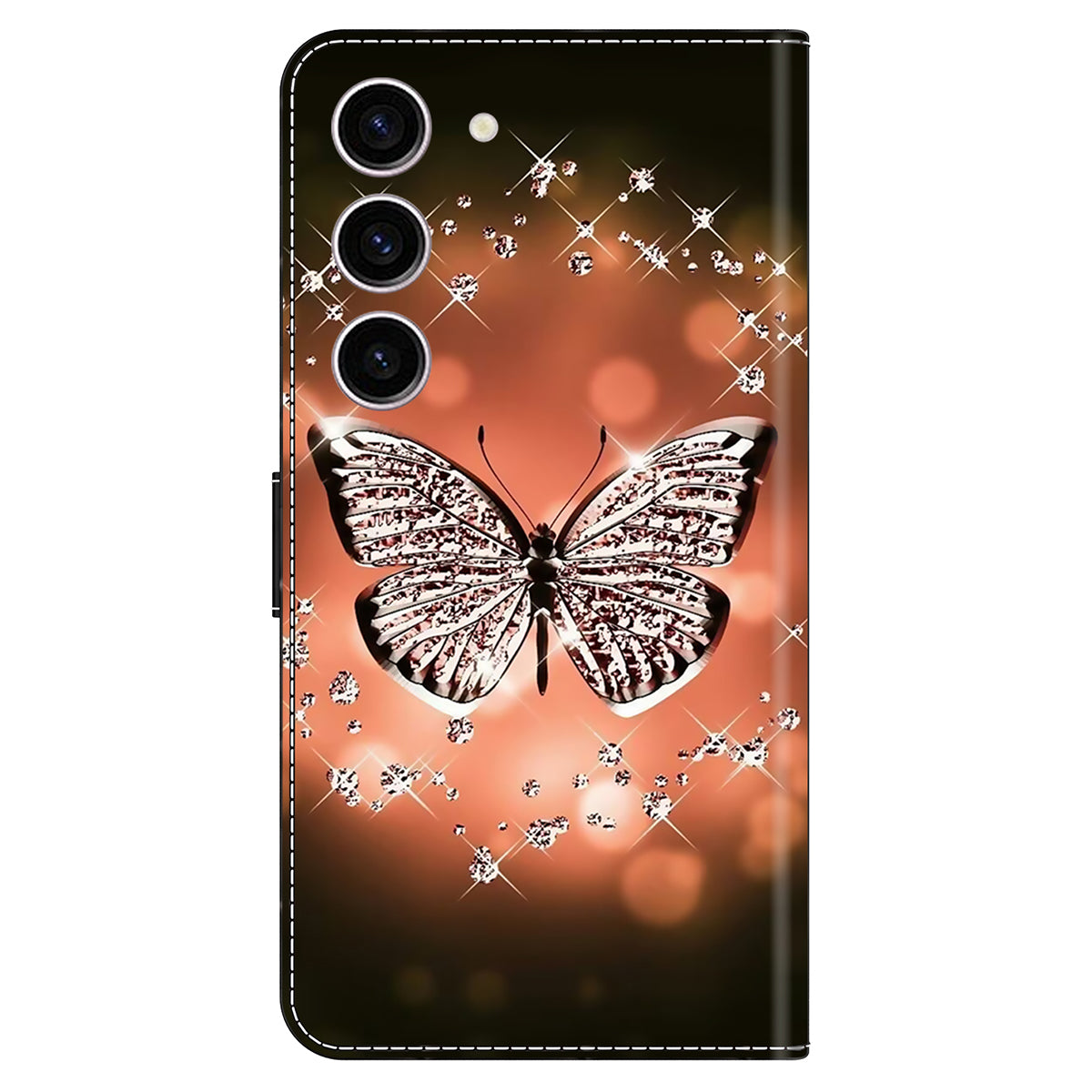 For Samsung Galaxy S24 Case 3D Pattern Printing Anti-drop Leather Cover - Crystal Butterfly
