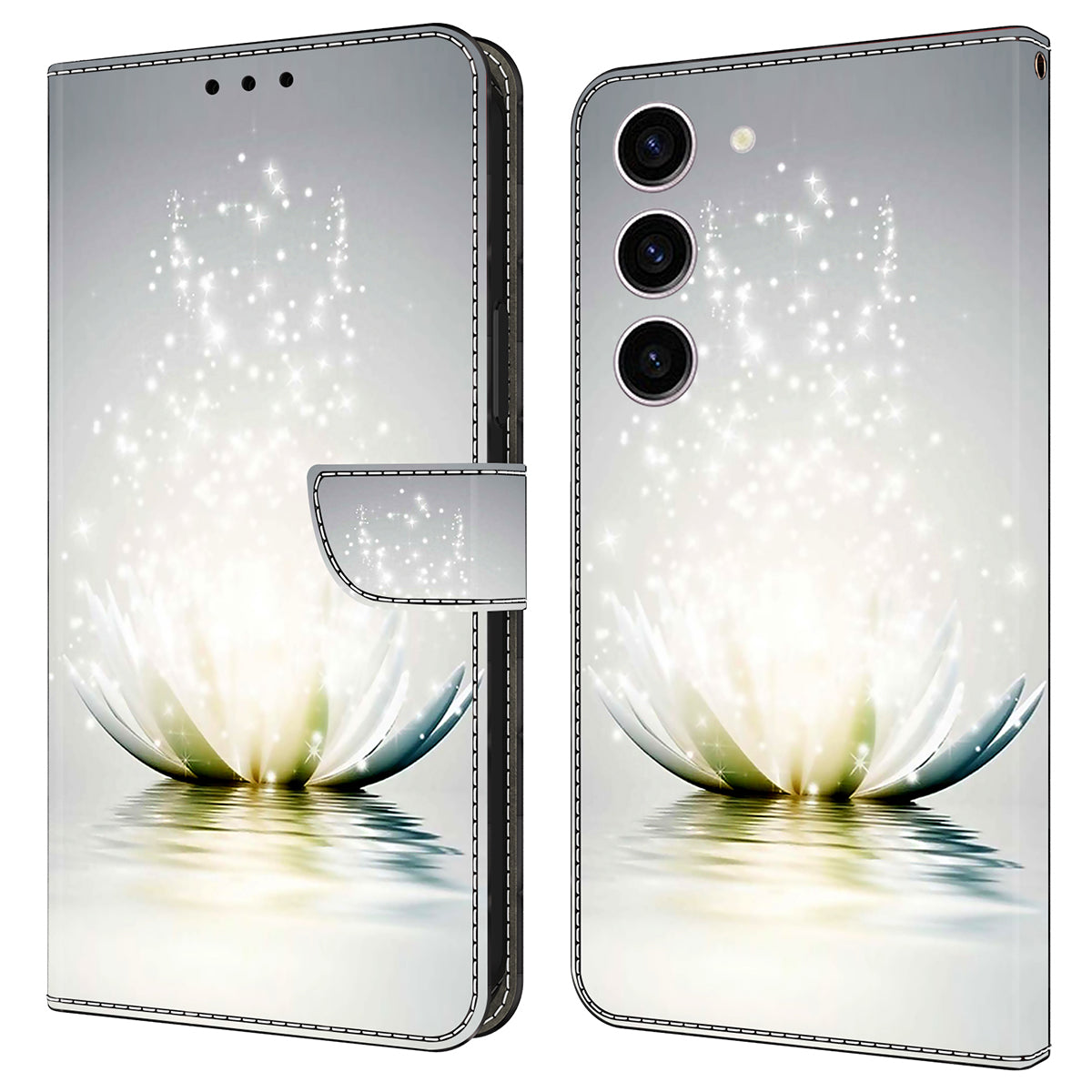 For Samsung Galaxy S24 Case 3D Pattern Printing Anti-drop Leather Cover - Lotus