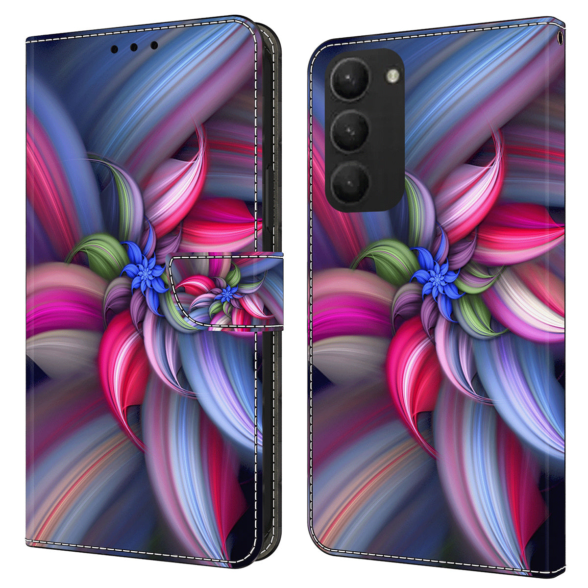 For Samsung Galaxy S24+ Case Stand Wallet Leather Cover with 3D Pattern Printing - Colorful Flowers