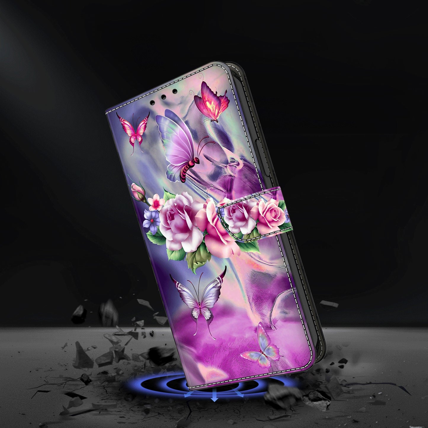 For Samsung Galaxy S24+ Case Stand Wallet Leather Cover with 3D Pattern Printing - Butterflies / Flowers
