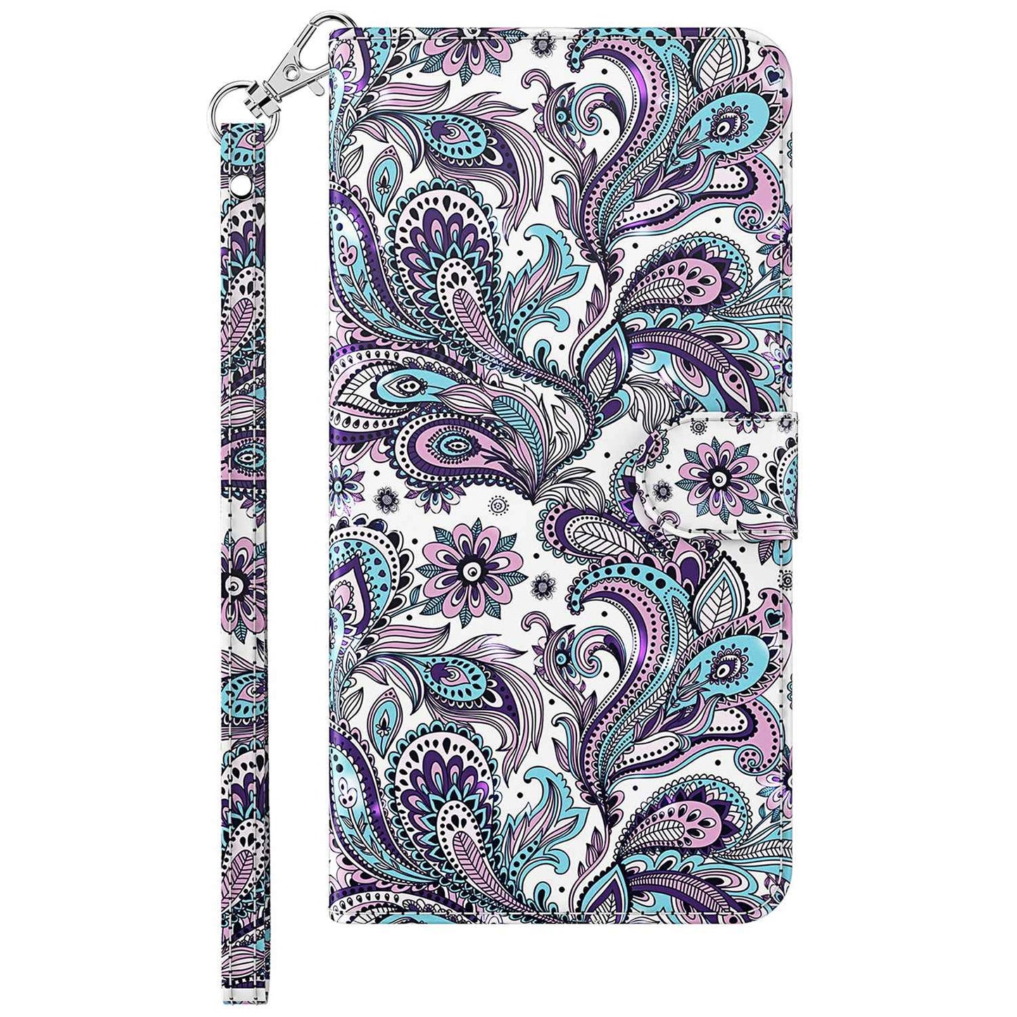 For Samsung Galaxy S24+ Leather 3D Pattern Case Flip Wrist Strap Cell Phone Cover - Impatiens