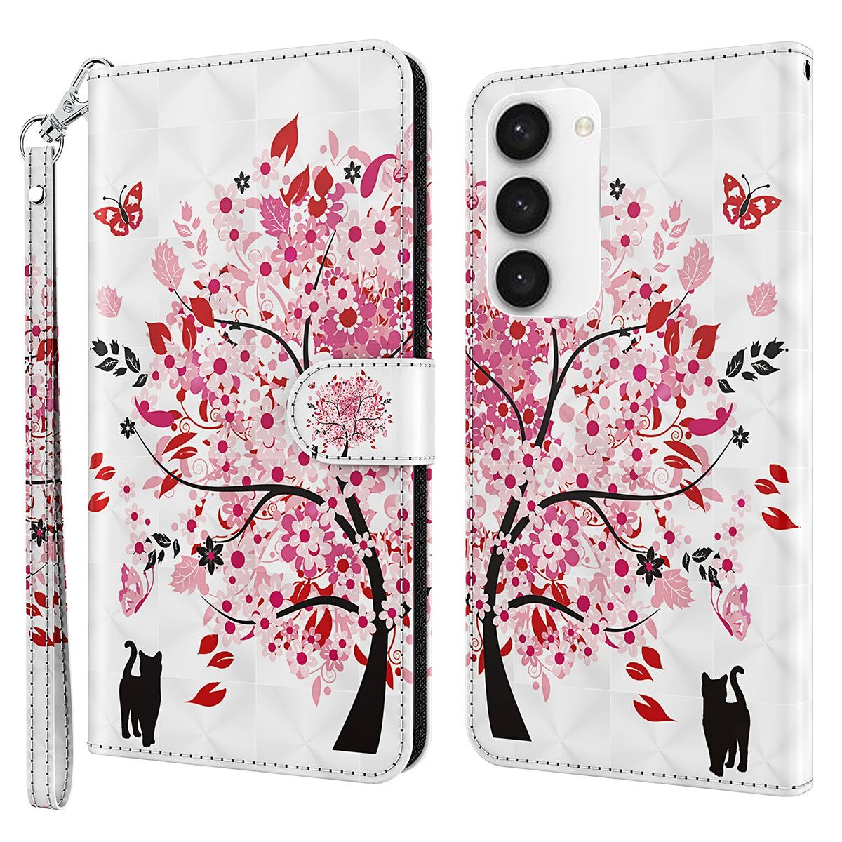 For Samsung Galaxy S24 Leather Phone Case Flip Wallet 3D Pattern Printing Cover - Wish Tree