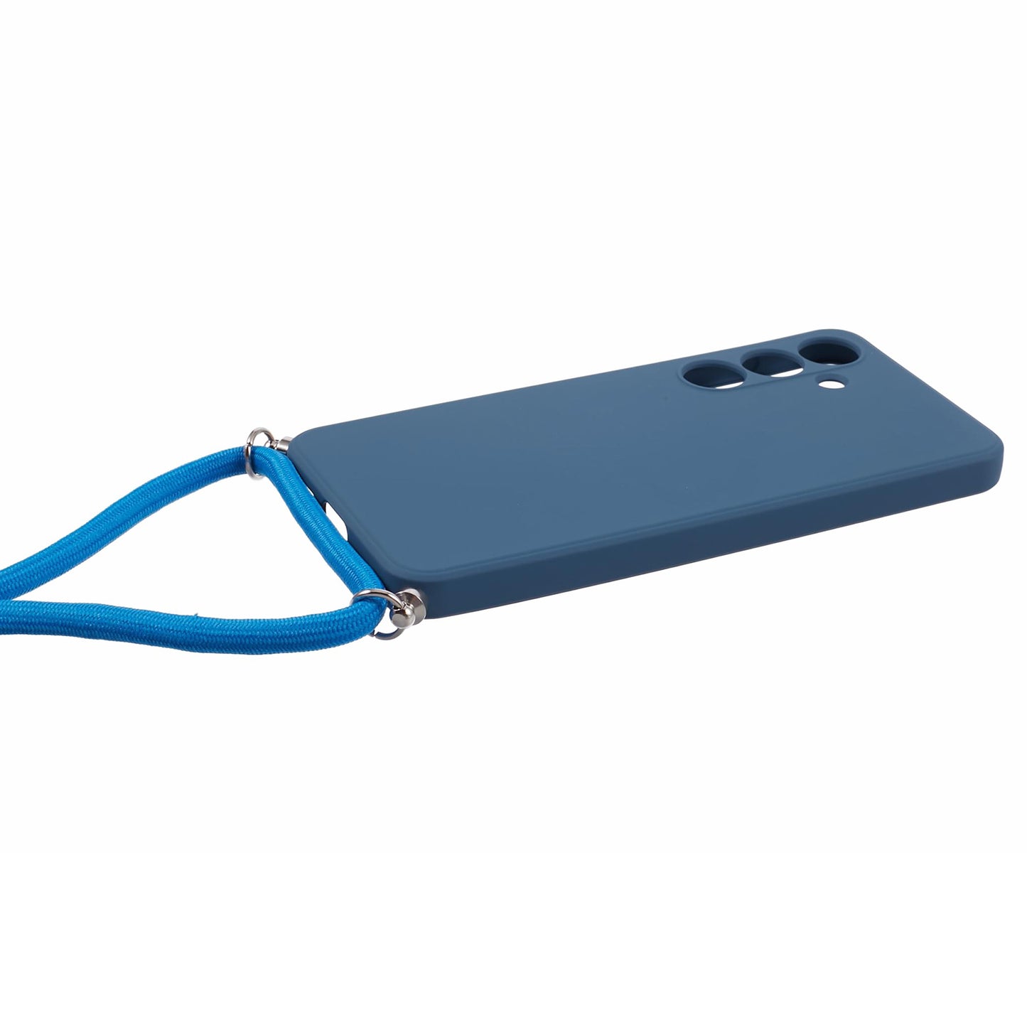 For Samsung Galaxy S24 Case with Lanyard TPU Fiber Inner Lining Protective Cover - Sapphire