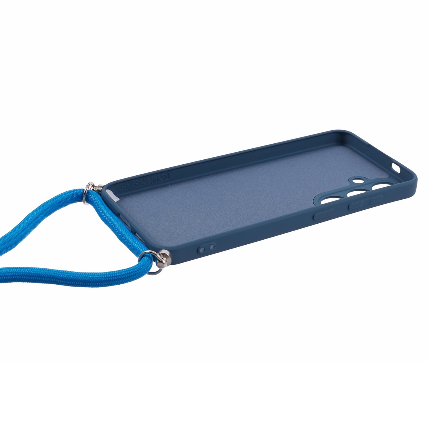 For Samsung Galaxy S24 Case with Lanyard TPU Fiber Inner Lining Protective Cover - Sapphire