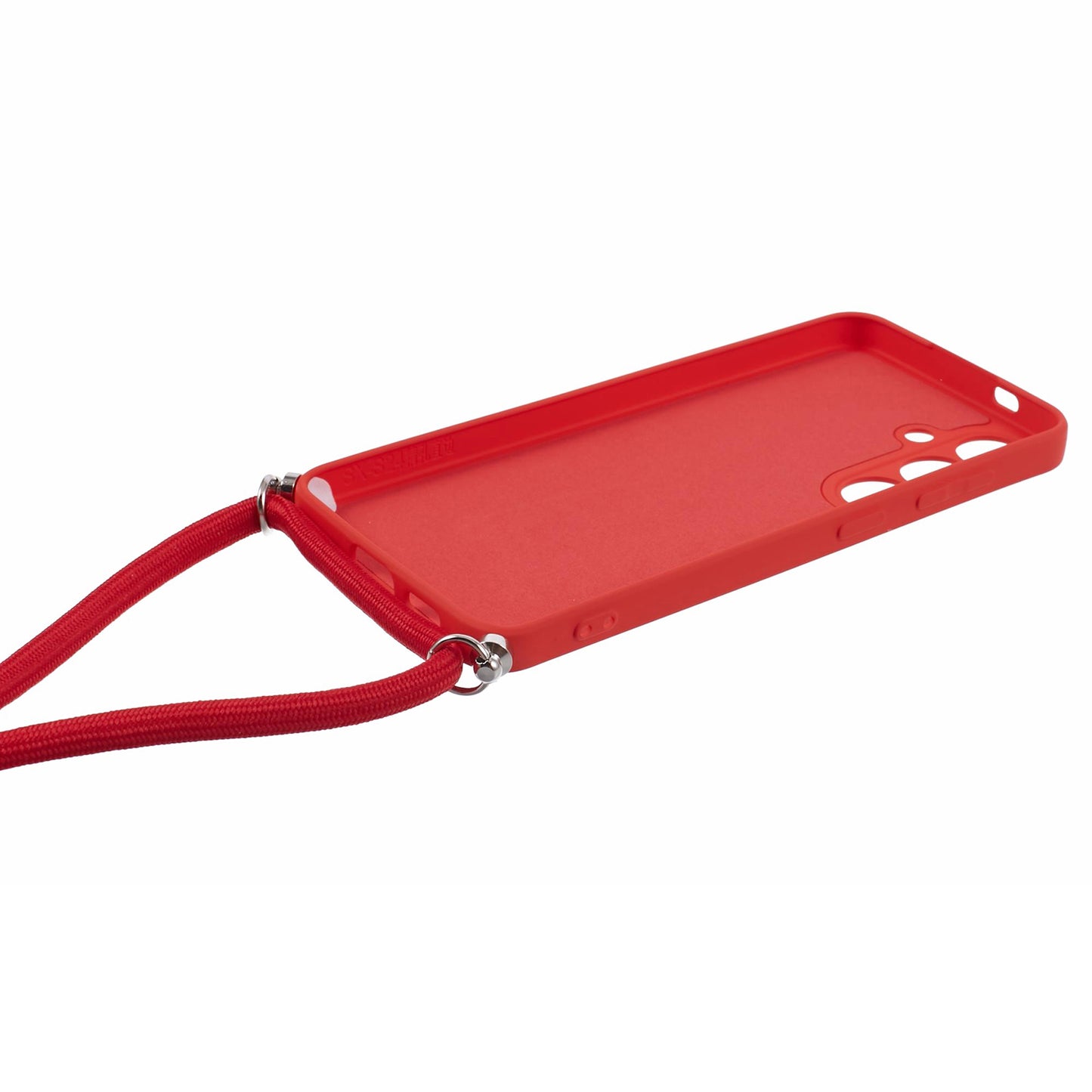 For Samsung Galaxy S24 Case with Lanyard TPU Fiber Inner Lining Protective Cover - Red