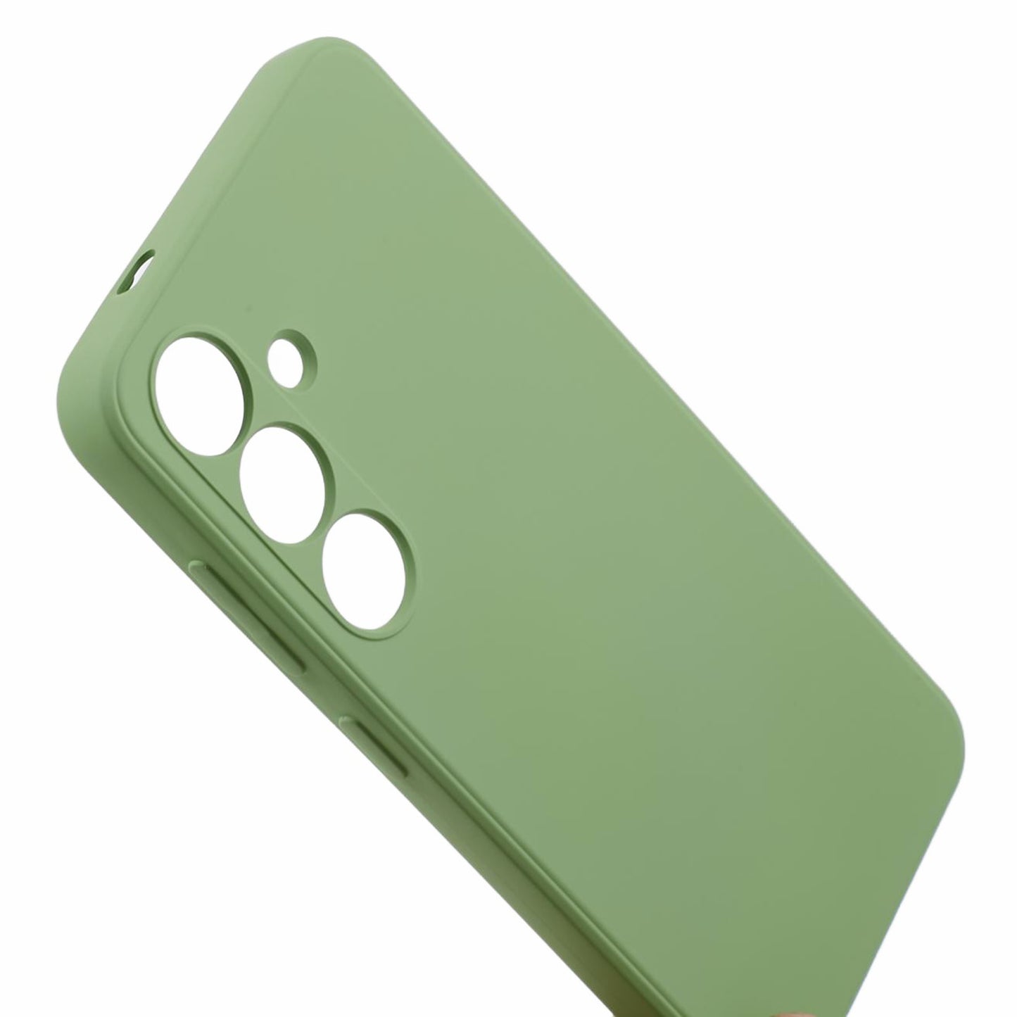 For Samsung Galaxy S24+ Soft Touch Case Fiber Lining TPU Rubberized Phone Cover - Matcha Green