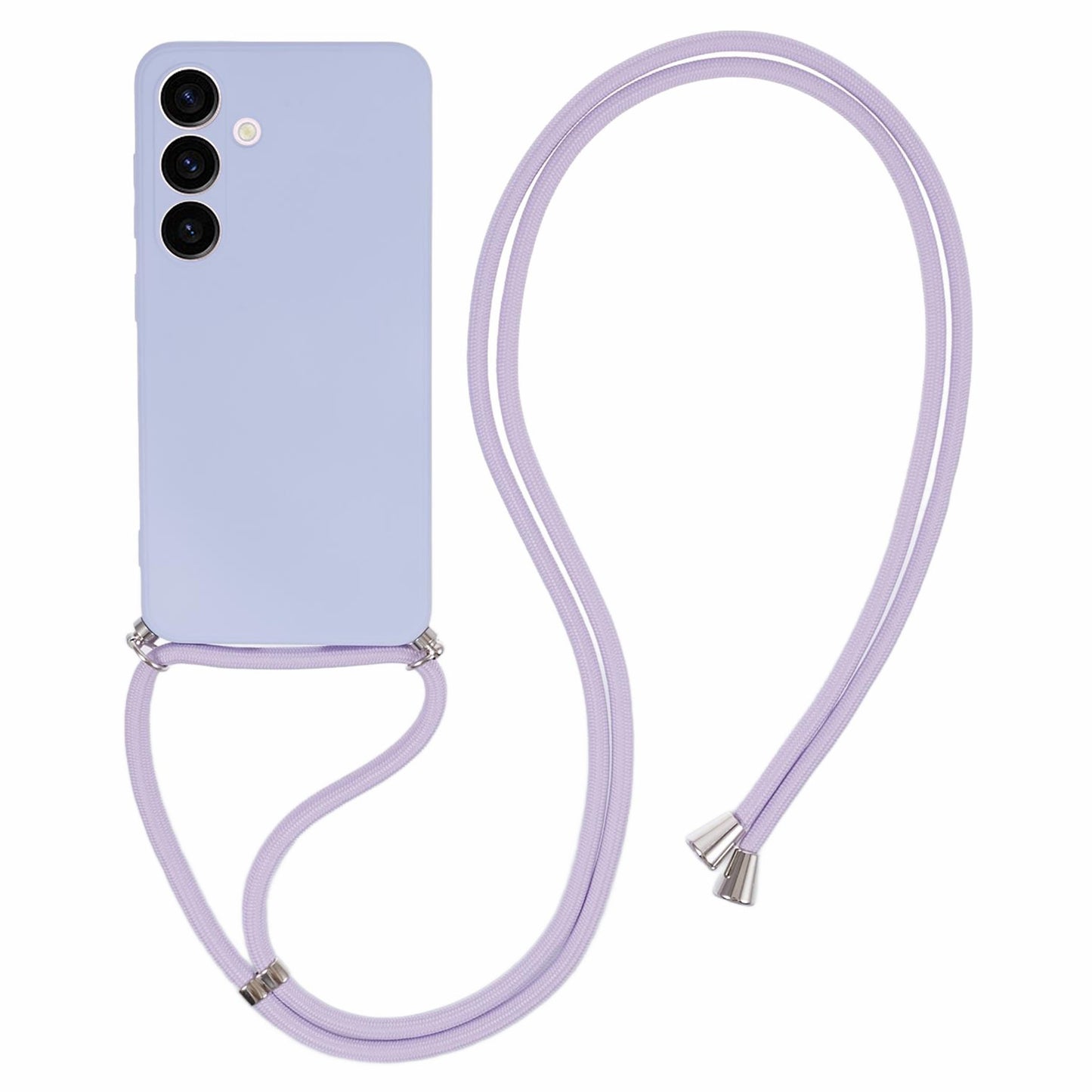 For Samsung Galaxy S24+ TPU Phone Case Rubberized Fiber Inner Lining Protective Shell with Lanyard - Light Purple