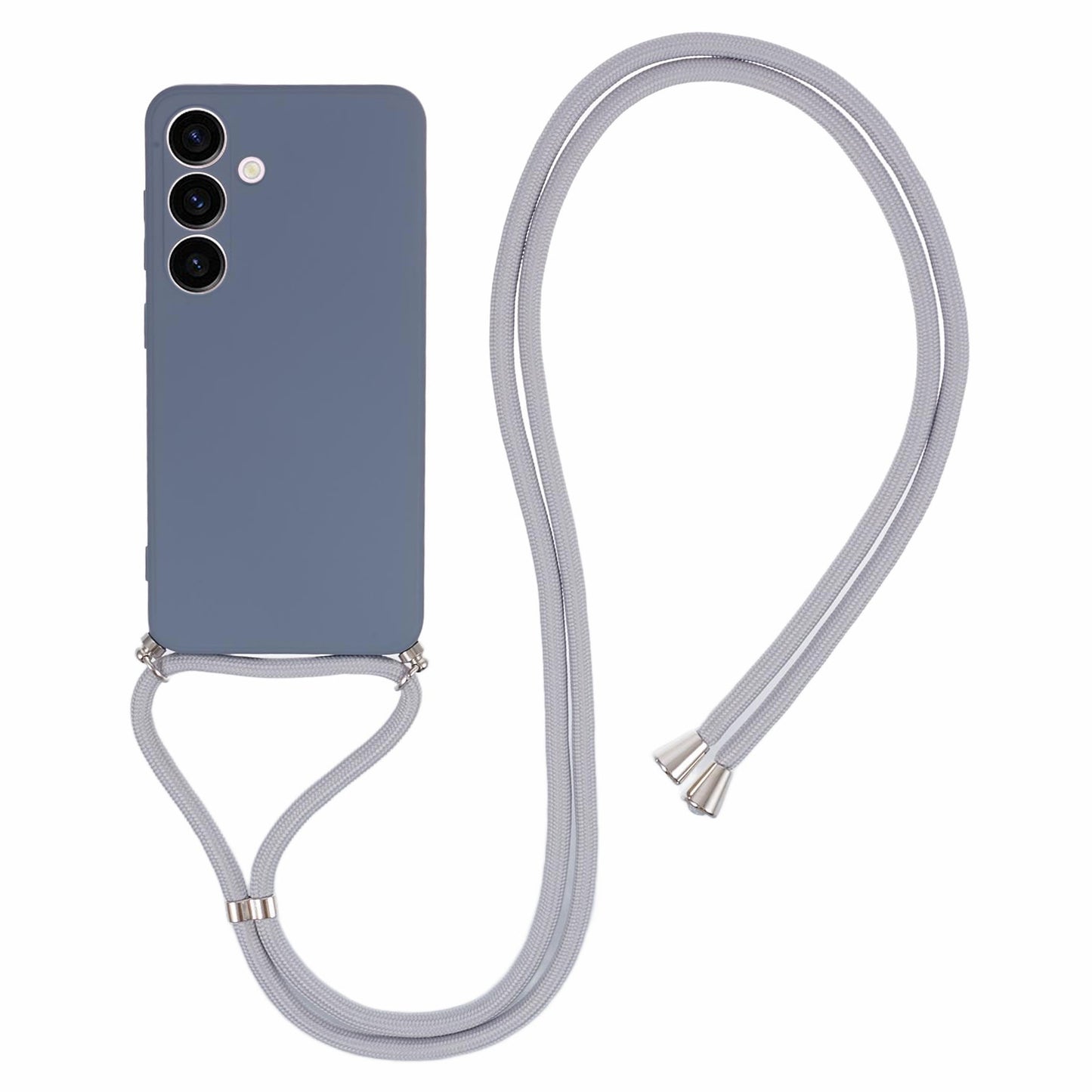 For Samsung Galaxy S24+ TPU Phone Case Rubberized Fiber Inner Lining Protective Shell with Lanyard - Lavender Grey