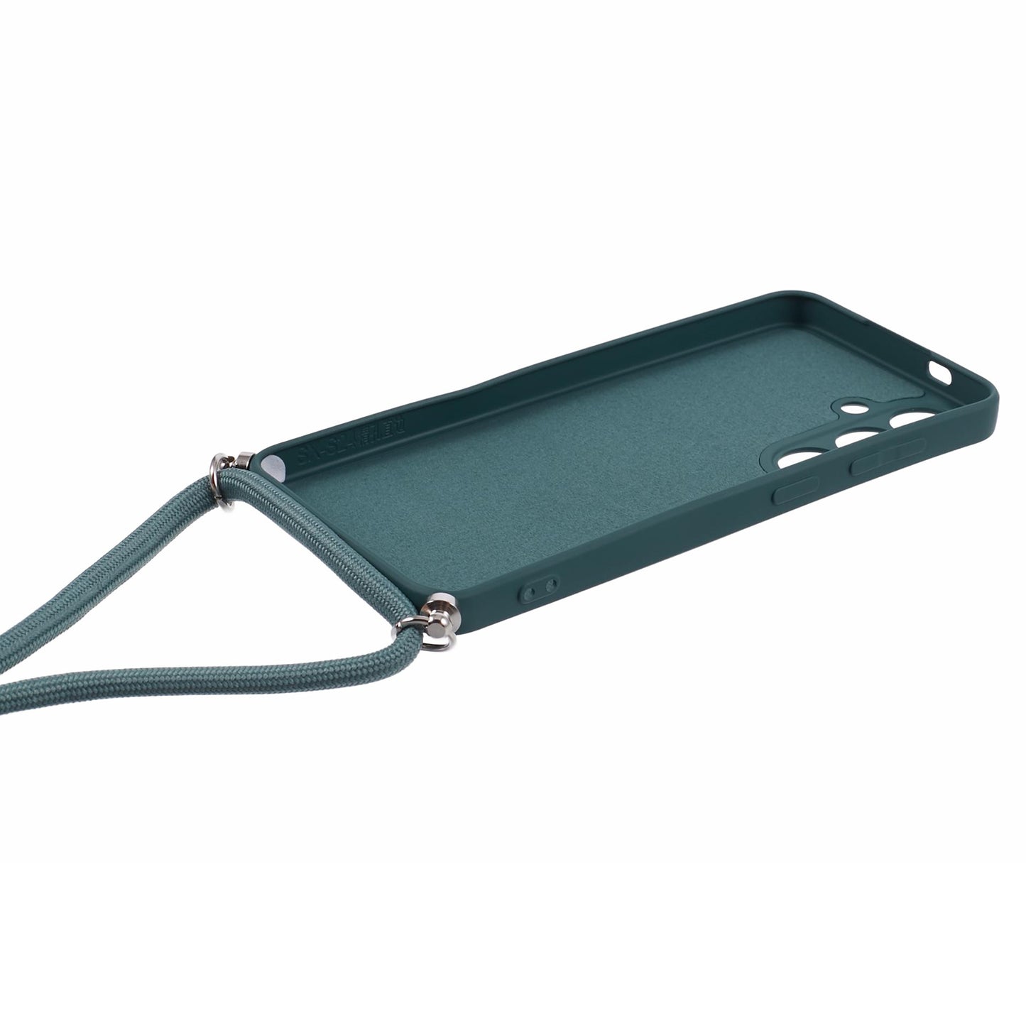 For Samsung Galaxy S24+ TPU Phone Case Rubberized Fiber Inner Lining Protective Shell with Lanyard - Army Green