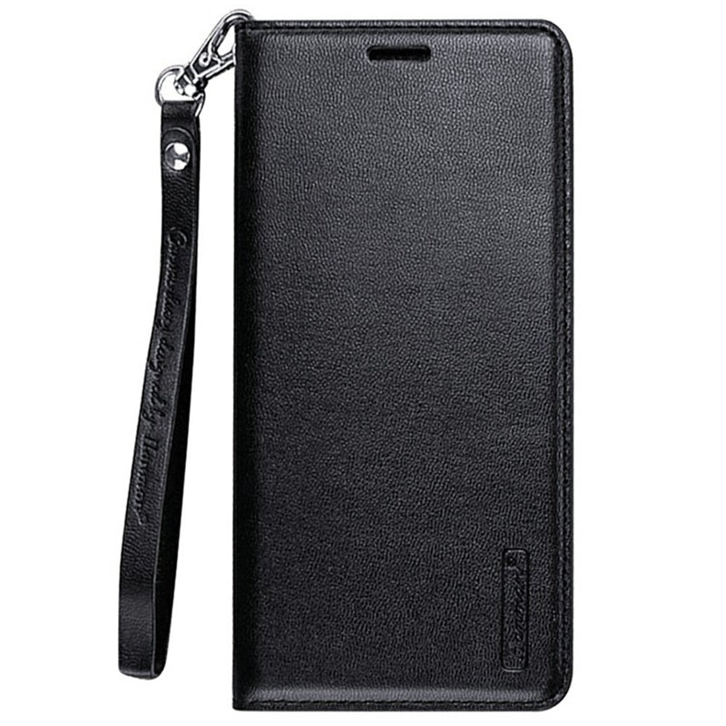HANMAN Minuo Series For Samsung Galaxy S24 Ultra Magnetic Case PU Leather Wallet Phone Cover - Black