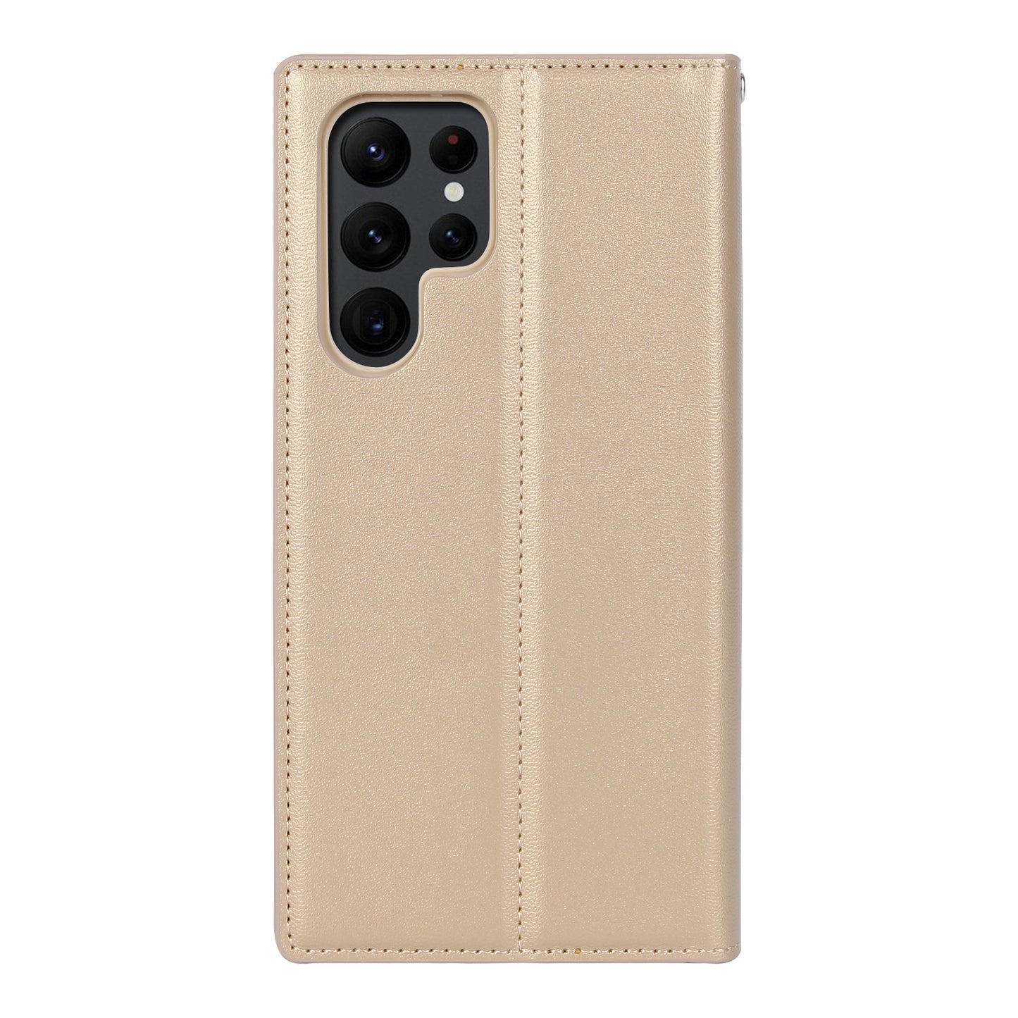 HANMAN Minuo Series For Samsung Galaxy S24 Ultra Magnetic Case PU Leather Wallet Phone Cover - Gold