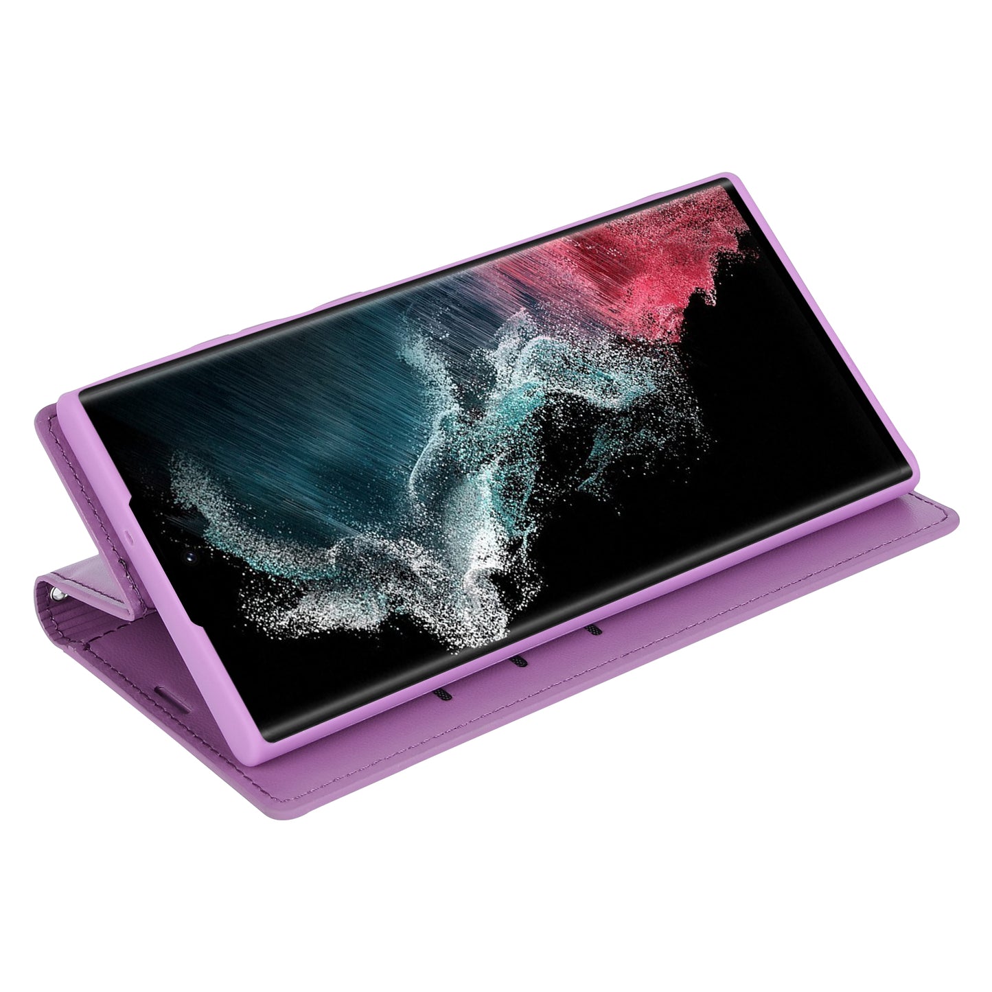 HANMAN Minuo Series For Samsung Galaxy S24 Ultra Magnetic Case PU Leather Wallet Phone Cover - Purple
