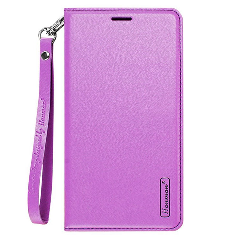 HANMAN Minuo Series For Samsung Galaxy S24 Ultra Magnetic Case PU Leather Wallet Phone Cover - Purple
