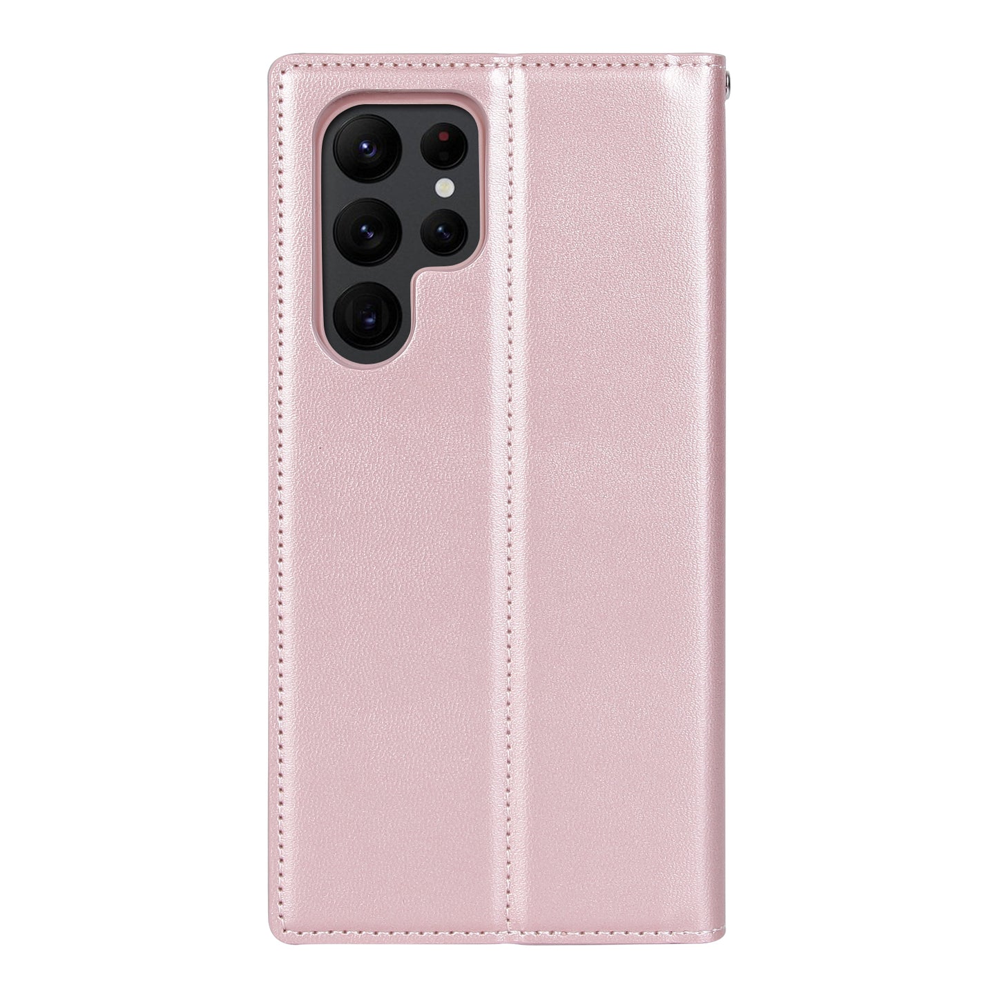 HANMAN Minuo Series For Samsung Galaxy S24 Ultra Magnetic Case PU Leather Wallet Phone Cover - Rose Gold