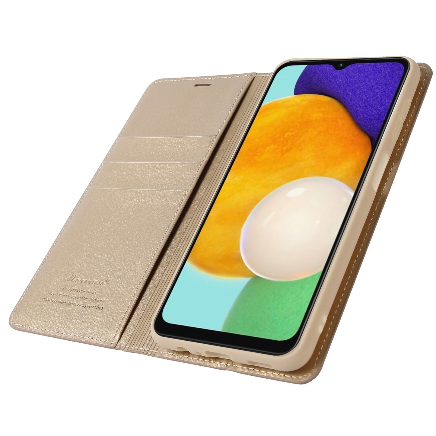 HANMAN Minuo Series For Samsung Galaxy S24+ Case Anti-Scratch Phone Cover PU Leather Wallet - Gold
