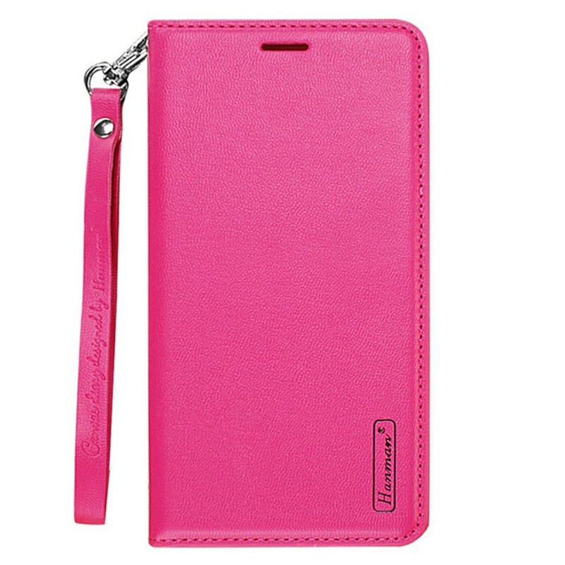 HANMAN Minuo Series For Samsung Galaxy S24+ Case Anti-Scratch Phone Cover PU Leather Wallet - Rose
