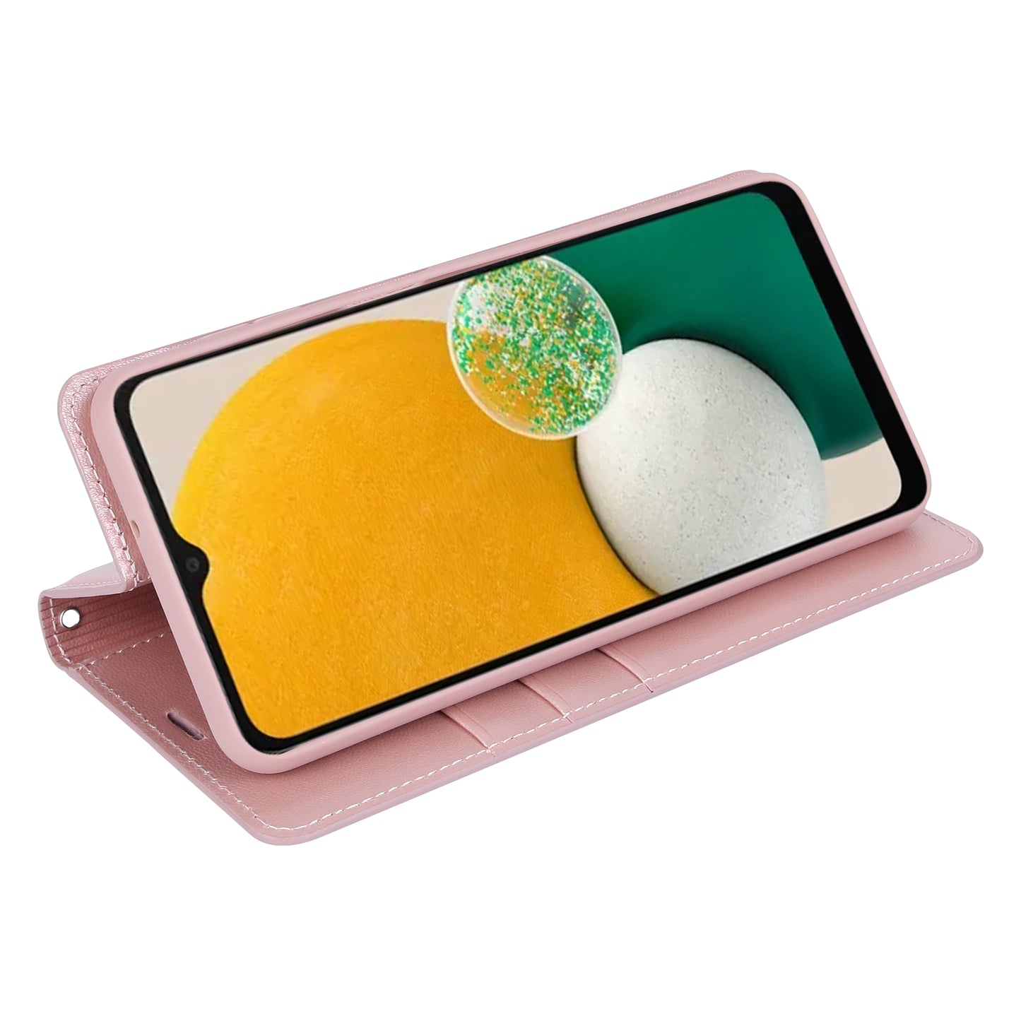 HANMAN Minuo Series For Samsung Galaxy S24+ Case Anti-Scratch Phone Cover PU Leather Wallet - Rose Gold