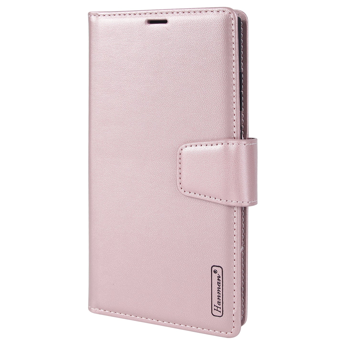 HANMAN Miro2 Series For Samsung Galaxy S24 Ultra Leather Case Detachable Magnetic Wallet Stand Phone Cover - Rose Gold