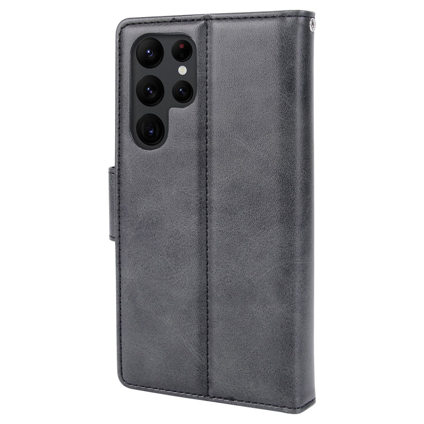 HANMAN Miro2 Series For Samsung Galaxy S24 Ultra Leather Case Detachable Magnetic Wallet Stand Phone Cover - Black