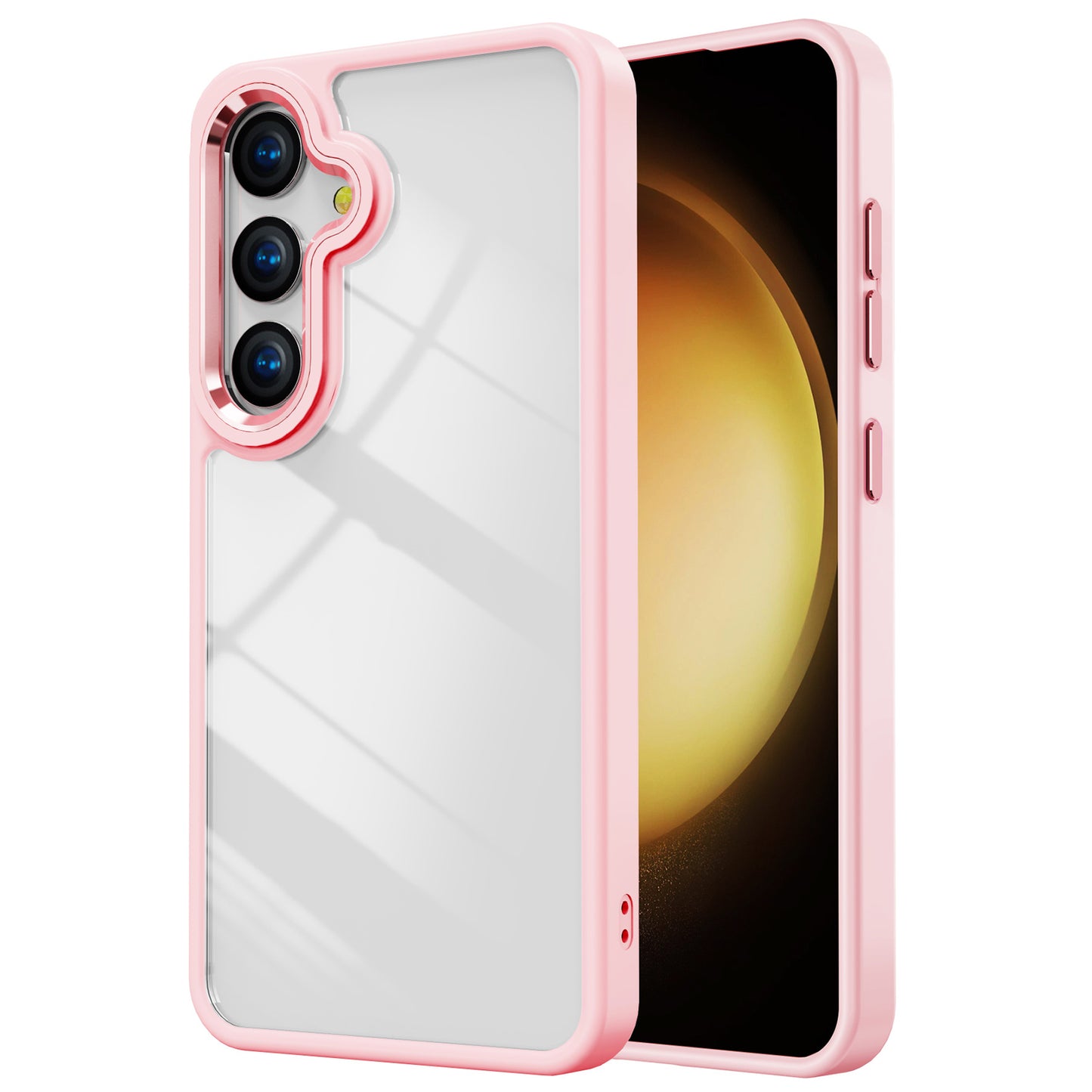 For Samsung Galaxy S24 Cell Phone Case TPU+Acrylic Clear Anti-scratch Cover - Pink