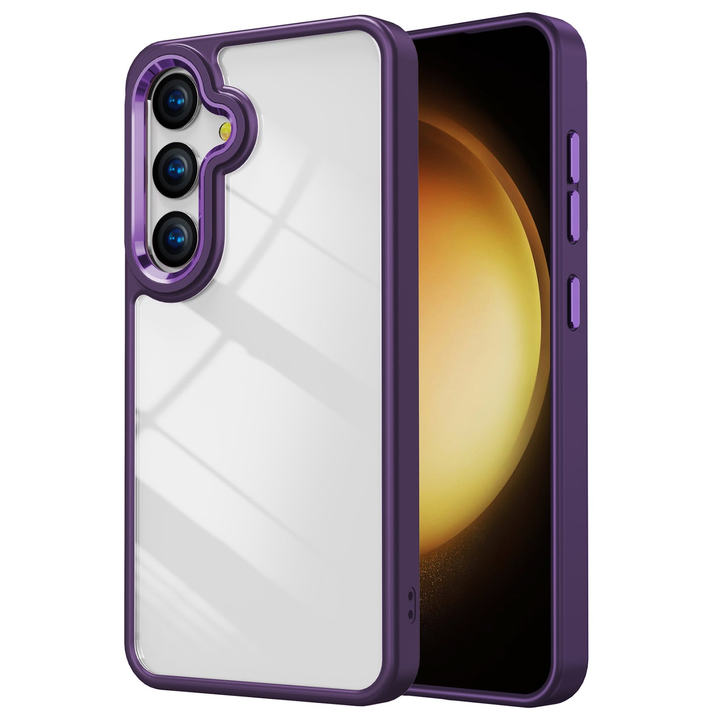 For Samsung Galaxy S24 Cell Phone Case TPU+Acrylic Clear Anti-scratch Cover - Dark Purple