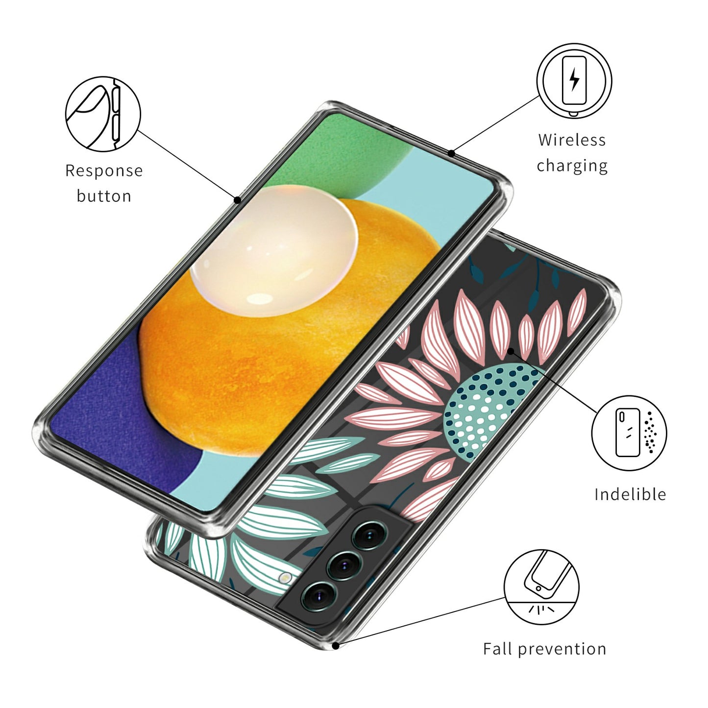 For Samsung Galaxy S24+ Shockproof Cover Pattern TPU Phone Case - Sunflower