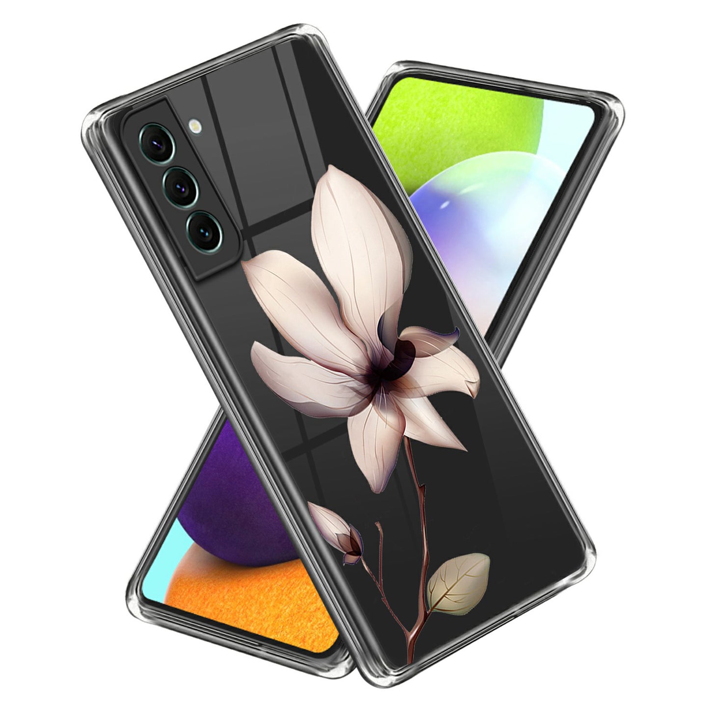 For Samsung Galaxy S24+ Shockproof Cover Pattern TPU Phone Case - Pink Flower