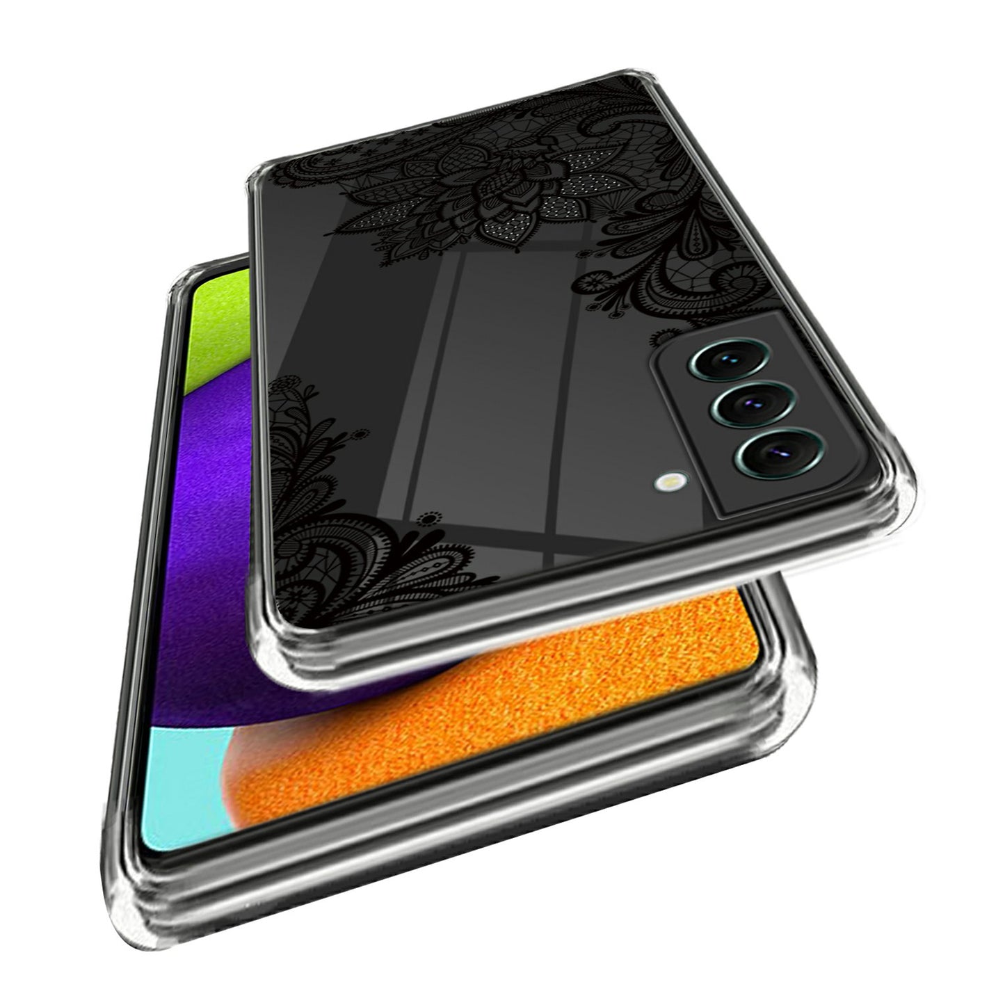 For Samsung Galaxy S24+ Shockproof Cover Pattern TPU Phone Case - Lace Flower