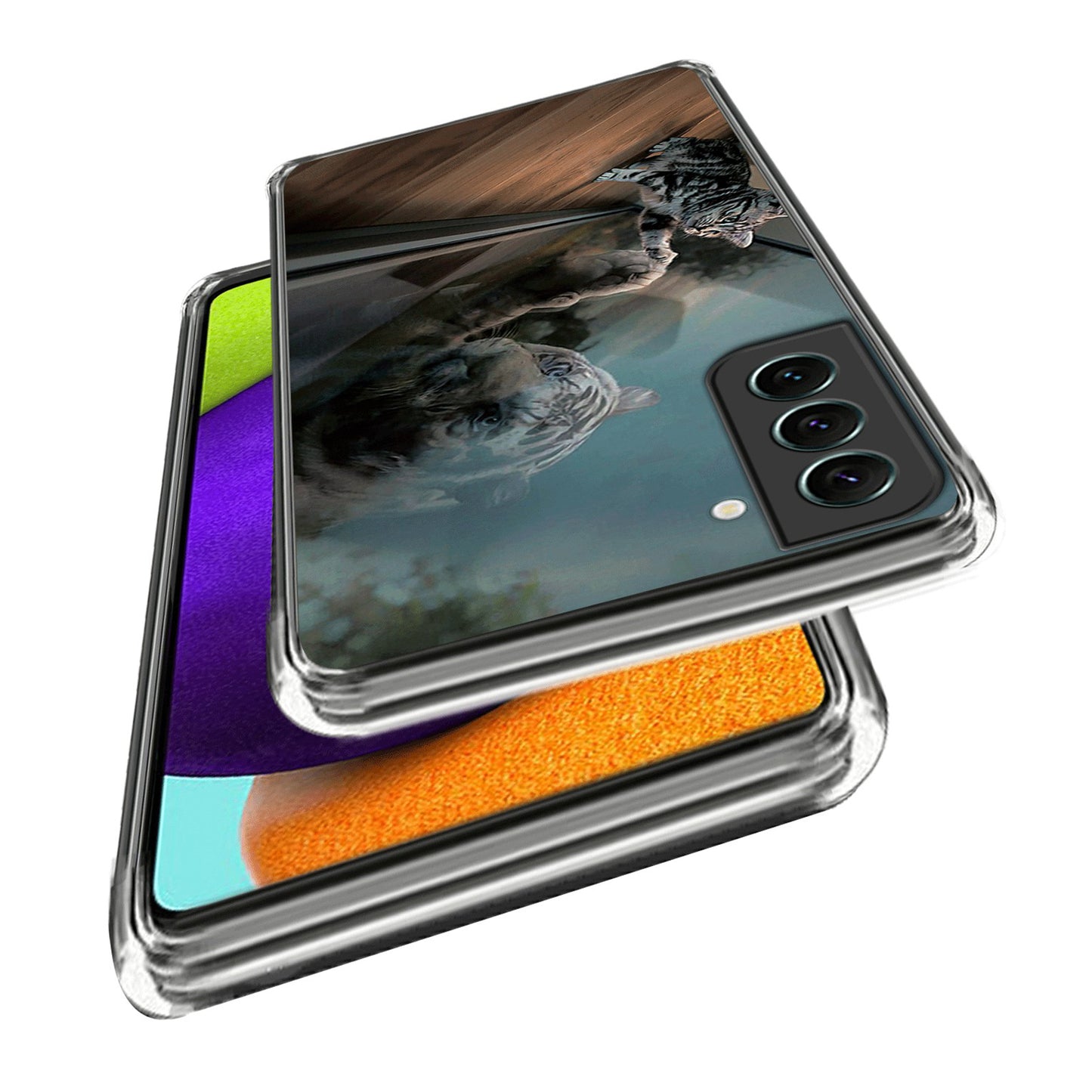 For Samsung Galaxy S24 Phone Case IMD Pattern Printing Phone TPU Cover - Mirror Cat