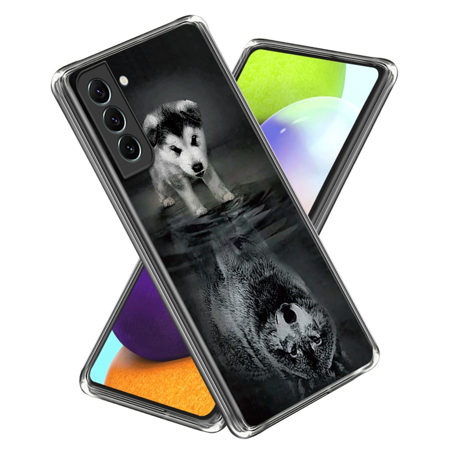 For Samsung Galaxy S24+ TPU Case Pattern Printing IMD Anti-scratch Cover - Dog and Wolf