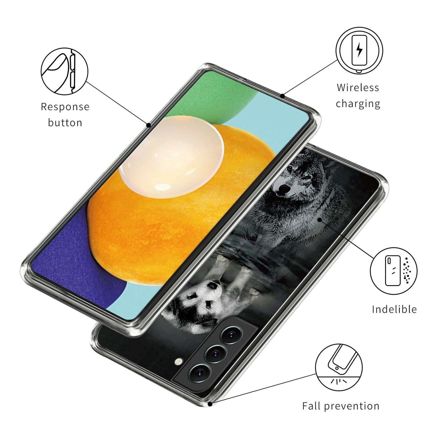 For Samsung Galaxy S24+ TPU Case Pattern Printing IMD Anti-scratch Cover - Dog and Wolf