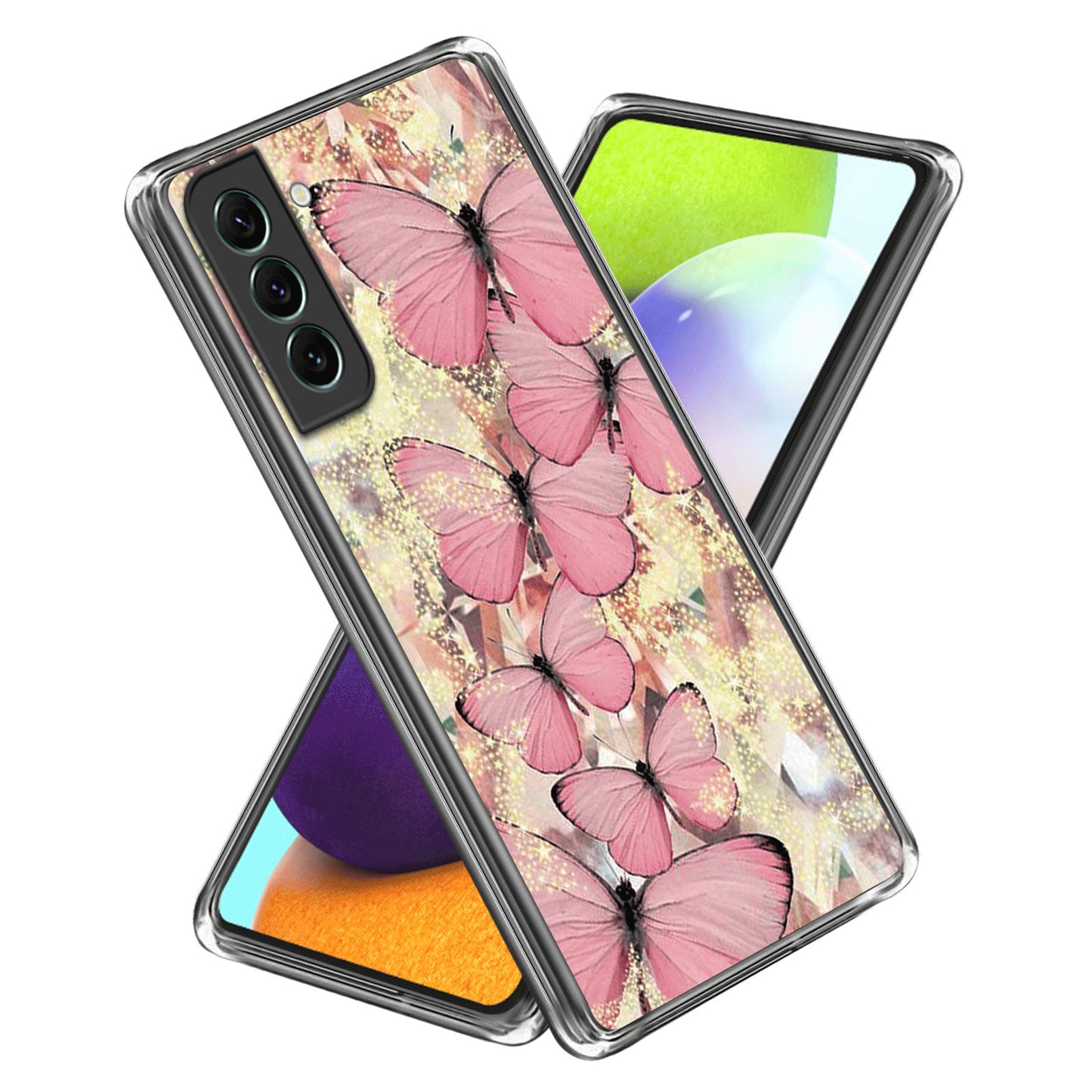For Samsung Galaxy S24+ TPU Case Pattern Printing IMD Anti-scratch Cover - Pink Butterflies