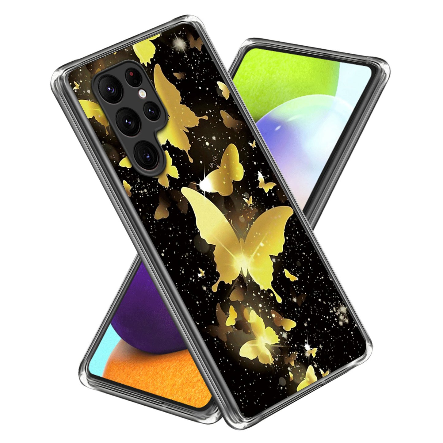 For Samsung Galaxy S24 Ultra Phone Case IMD Pattern Printed TPU Cover - Gold Butterflies