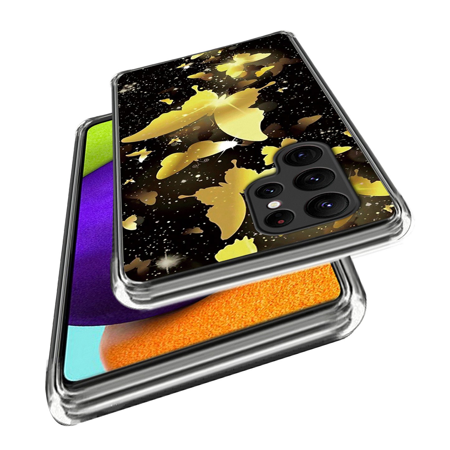 For Samsung Galaxy S24 Ultra Phone Case IMD Pattern Printed TPU Cover - Gold Butterflies