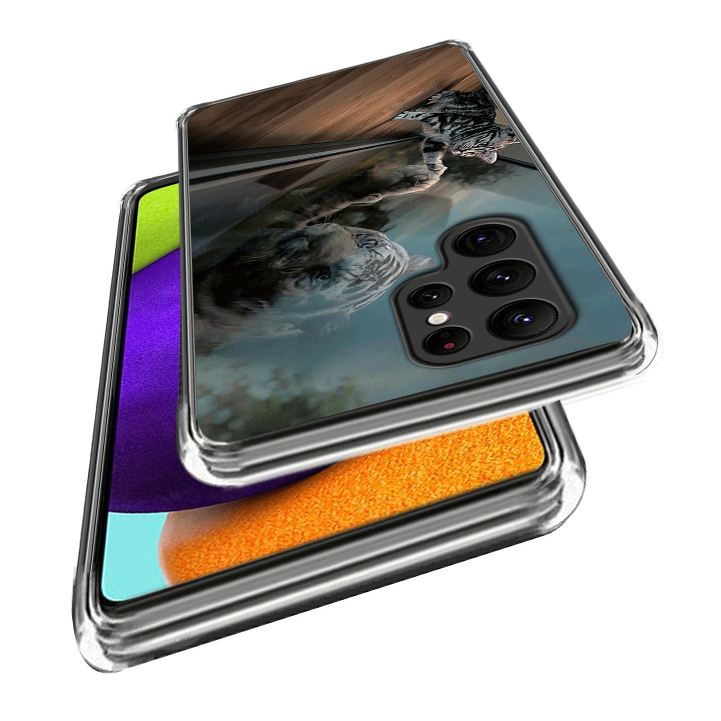 For Samsung Galaxy S24 Ultra Phone Case IMD Pattern Printed TPU Cover - Mirror Cat