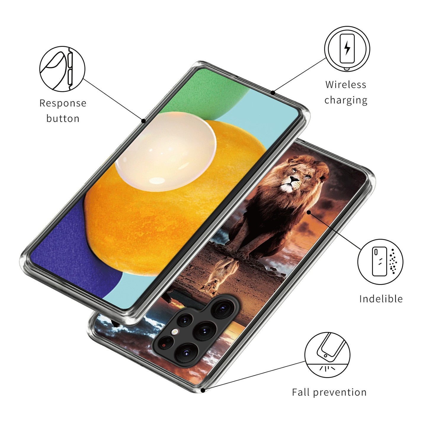 For Samsung Galaxy S24 Ultra Phone Case IMD Pattern Printed TPU Cover - Lion