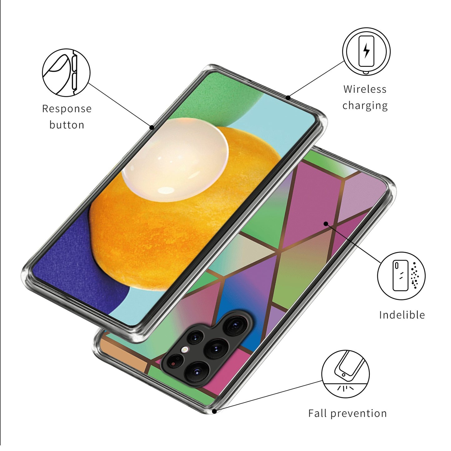 Cell Phone Case for Samsung Galaxy S24 Ultra Shell Abstract Marble Printed IMD TPU Cover - Style E