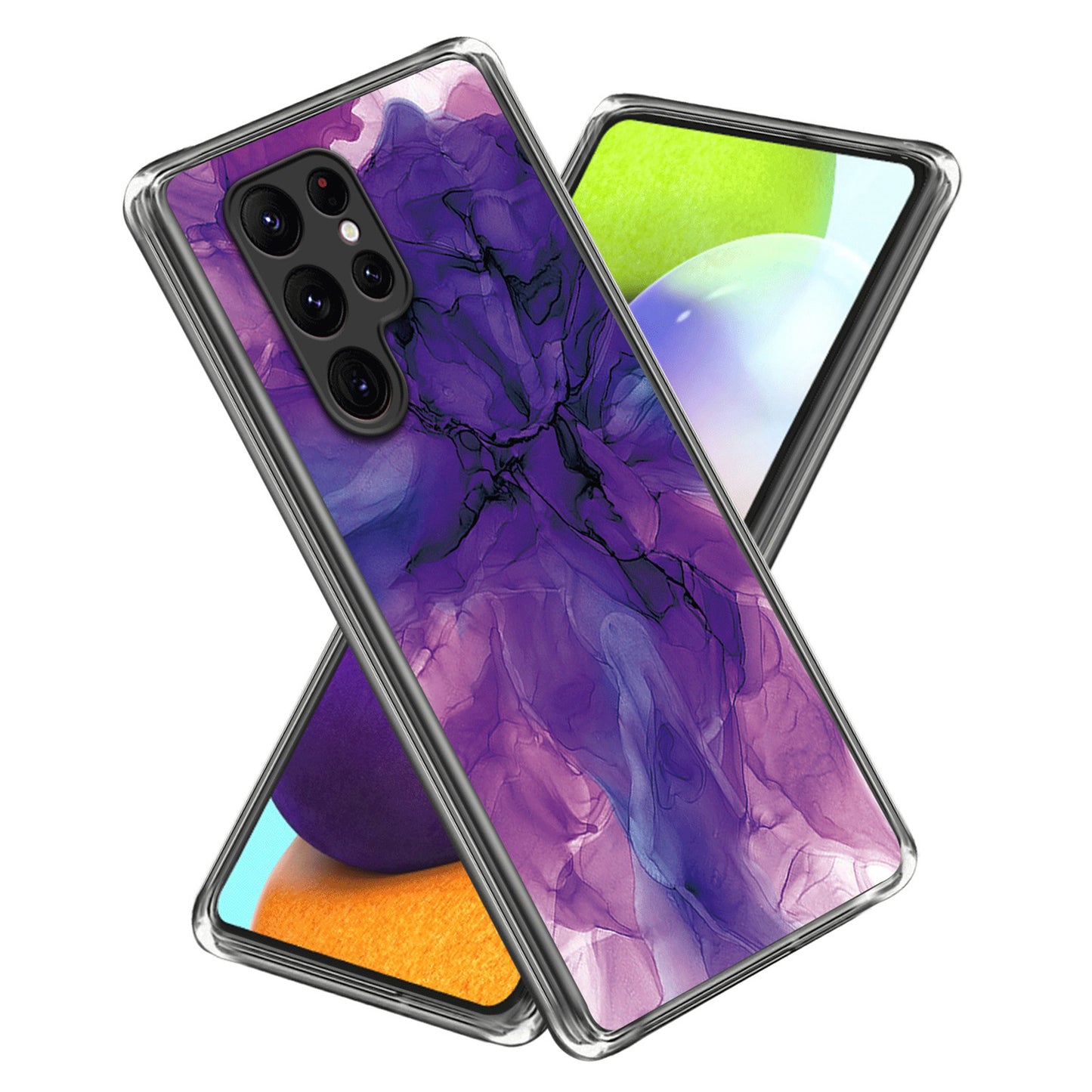 Cell Phone Case for Samsung Galaxy S24 Ultra Shell Abstract Marble Printed IMD TPU Cover - Style L