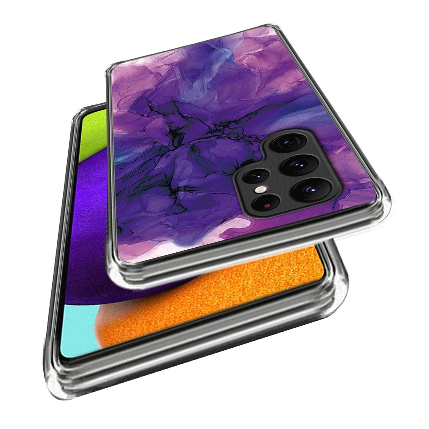 Cell Phone Case for Samsung Galaxy S24 Ultra Shell Abstract Marble Printed IMD TPU Cover - Style L