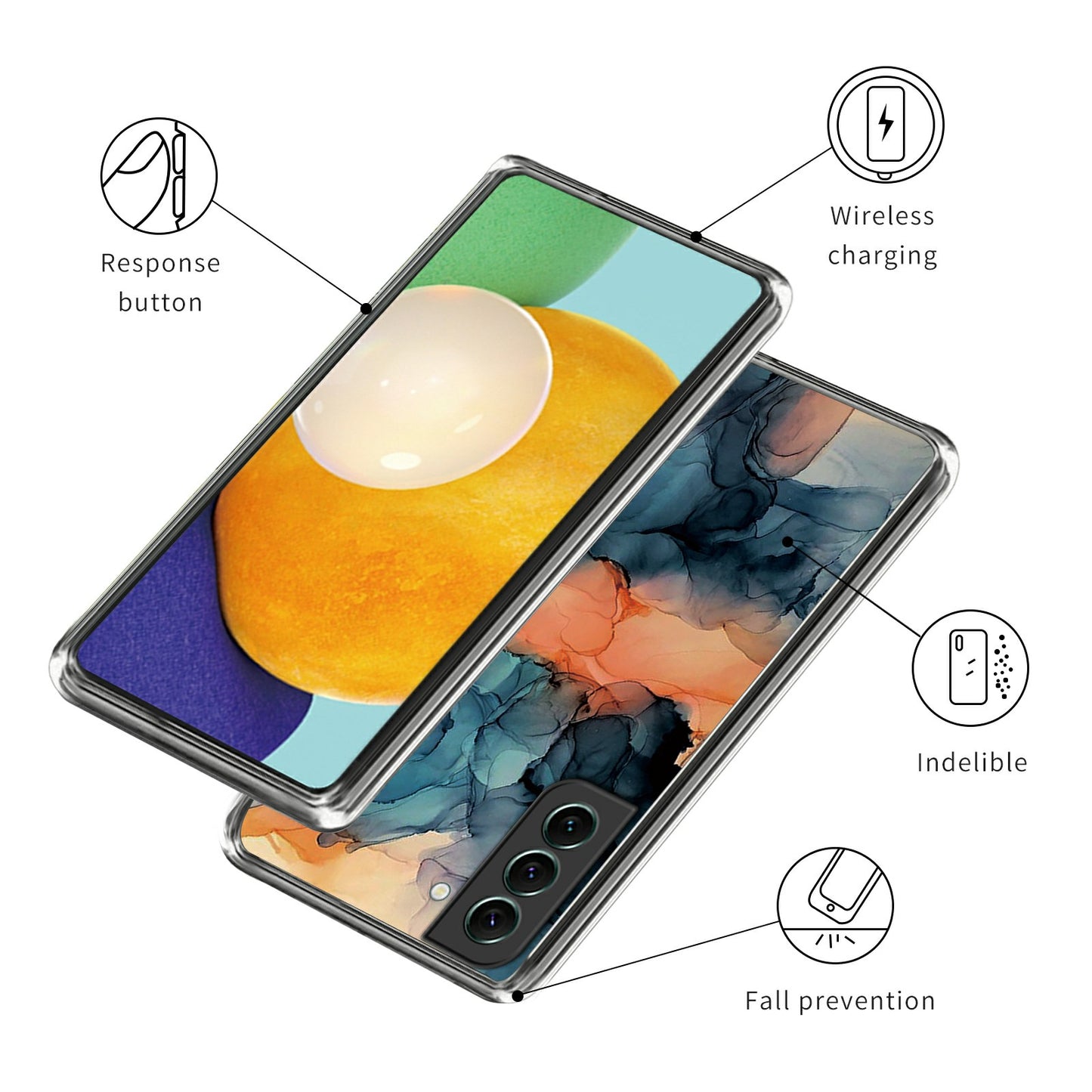 IMD TPU Case for Samsung Galaxy S24 Shell Abstract Marble Printed Anti-Scratch Phone Cover - Style A