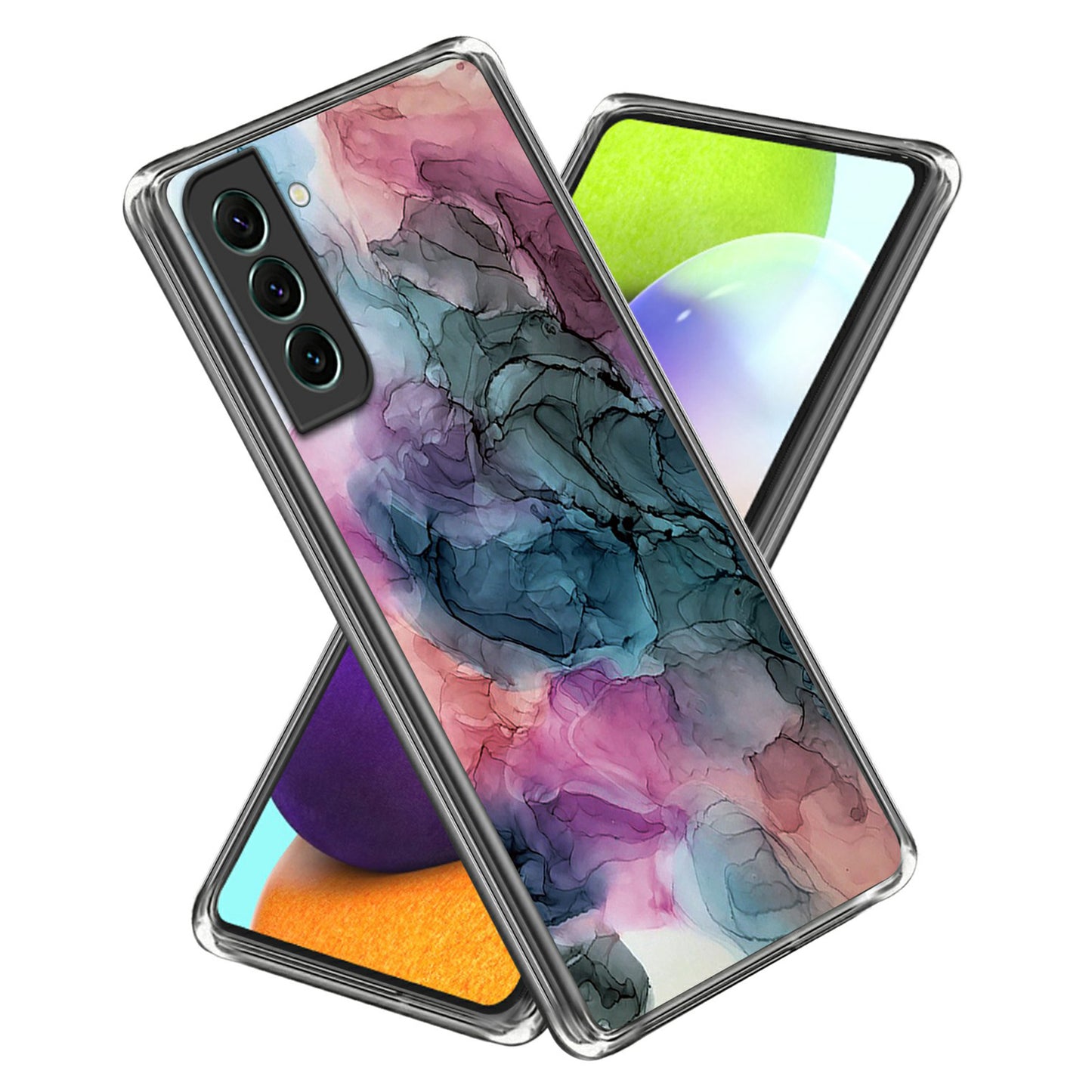IMD TPU Case for Samsung Galaxy S24 Shell Abstract Marble Printed Anti-Scratch Phone Cover - Style B