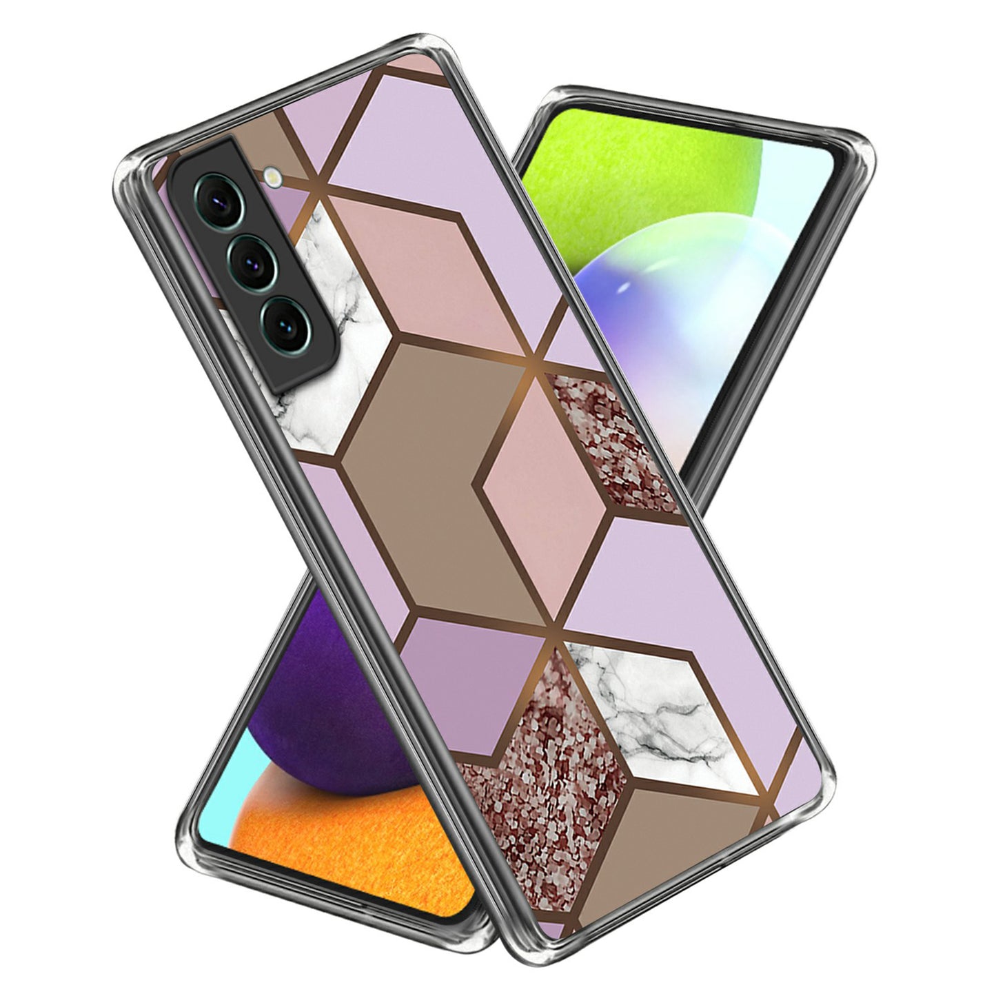 IMD TPU Case for Samsung Galaxy S24 Shell Abstract Marble Printed Anti-Scratch Phone Cover - Style C