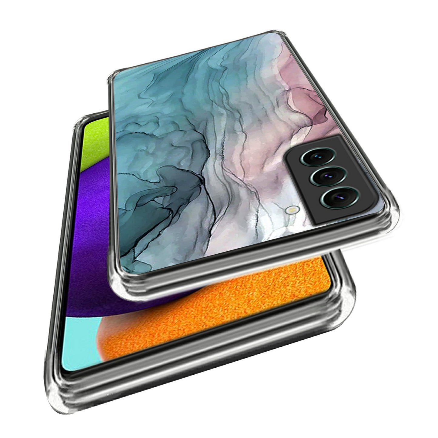 IMD TPU Case for Samsung Galaxy S24 Shell Abstract Marble Printed Anti-Scratch Phone Cover - Style H
