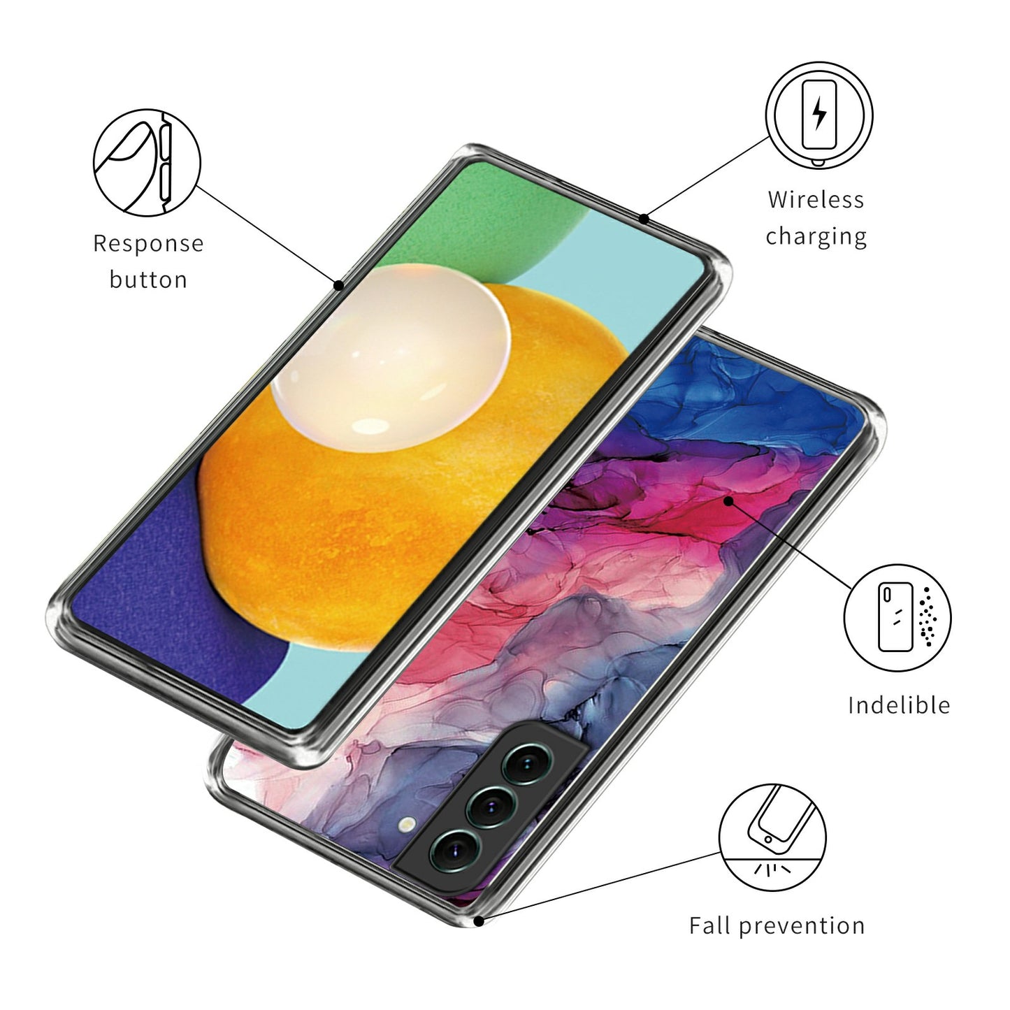 IMD TPU Case for Samsung Galaxy S24 Shell Abstract Marble Printed Anti-Scratch Phone Cover - Style I