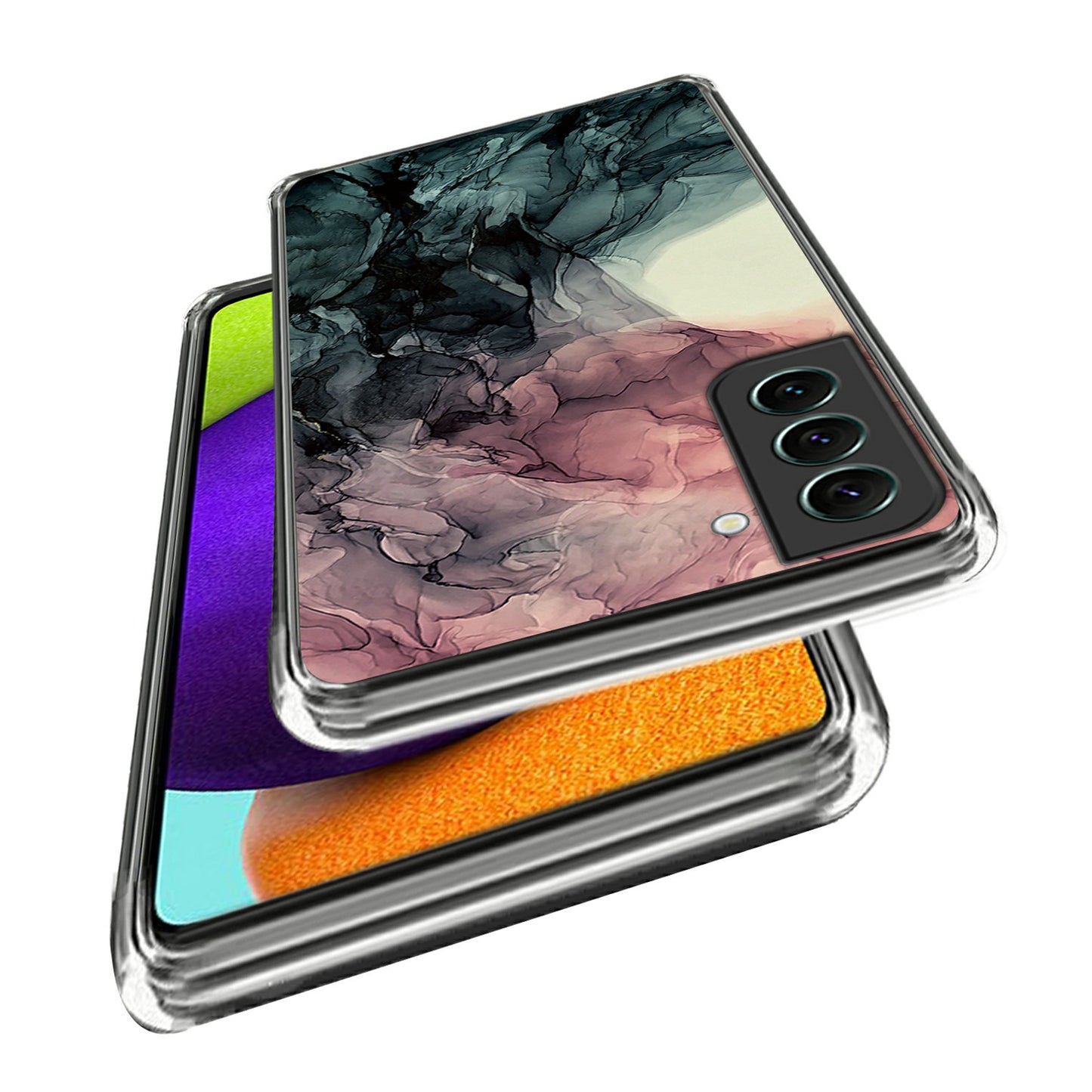 IMD TPU Case for Samsung Galaxy S24 Shell Abstract Marble Printed Anti-Scratch Phone Cover - Style J