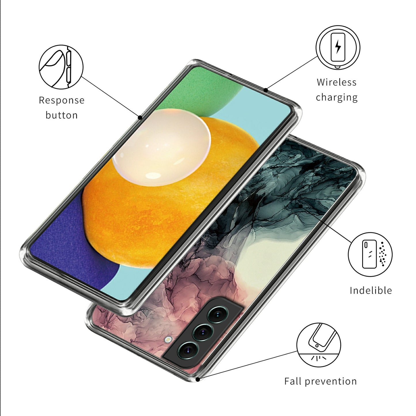IMD TPU Case for Samsung Galaxy S24 Shell Abstract Marble Printed Anti-Scratch Phone Cover - Style J