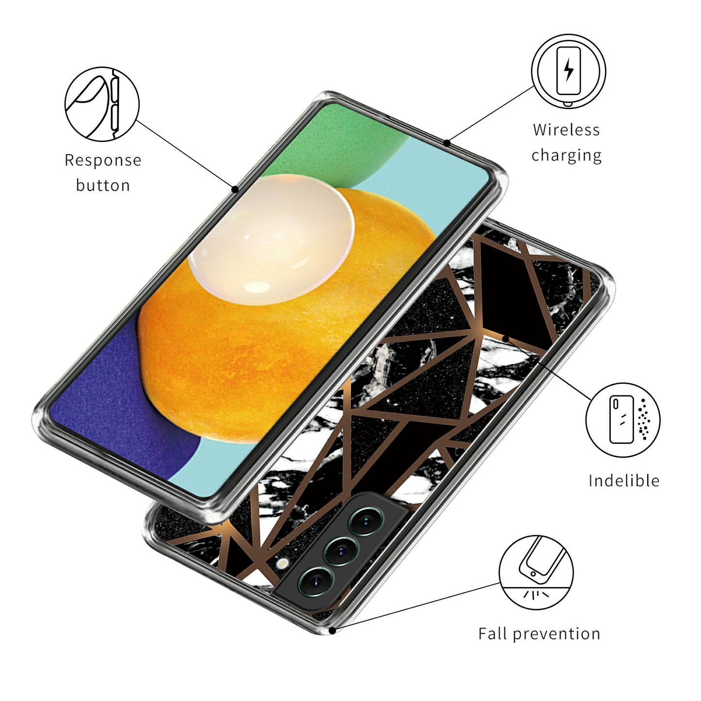 For Samsung Galaxy S24+ Cell Phone Case Abstract Marble Printed IMD TPU Back Cover - Style F