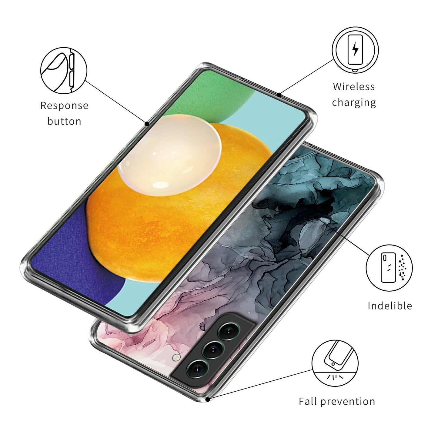 For Samsung Galaxy S24+ Cell Phone Case Abstract Marble Printed IMD TPU Back Cover - Style G